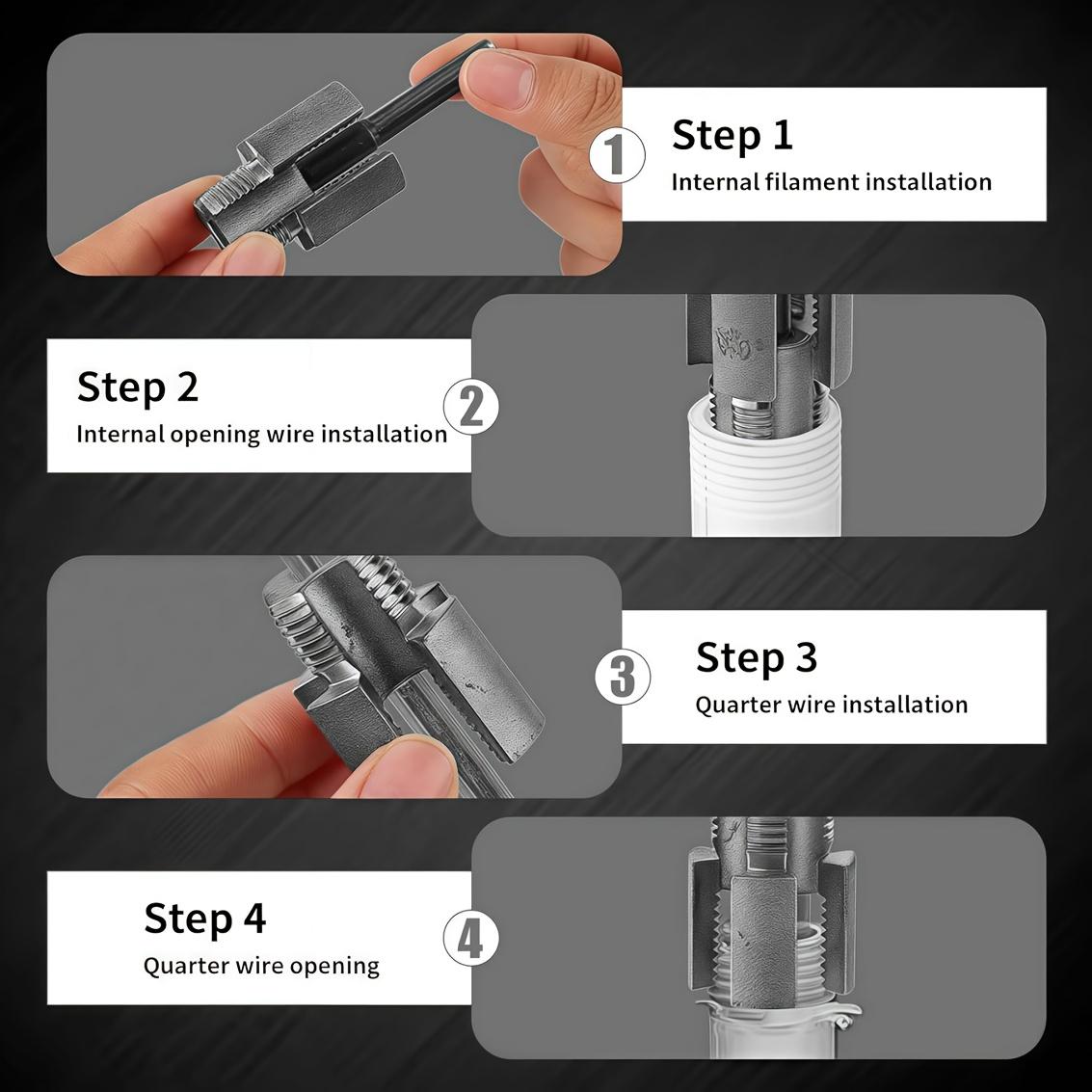 Pipe Thread Processing Tool Set, Hand Tools, Integrated Internal & External Thread Tools, Fits 1/2 Inch, 3/4 Inch, 1 Inch Pipes, Metal Material