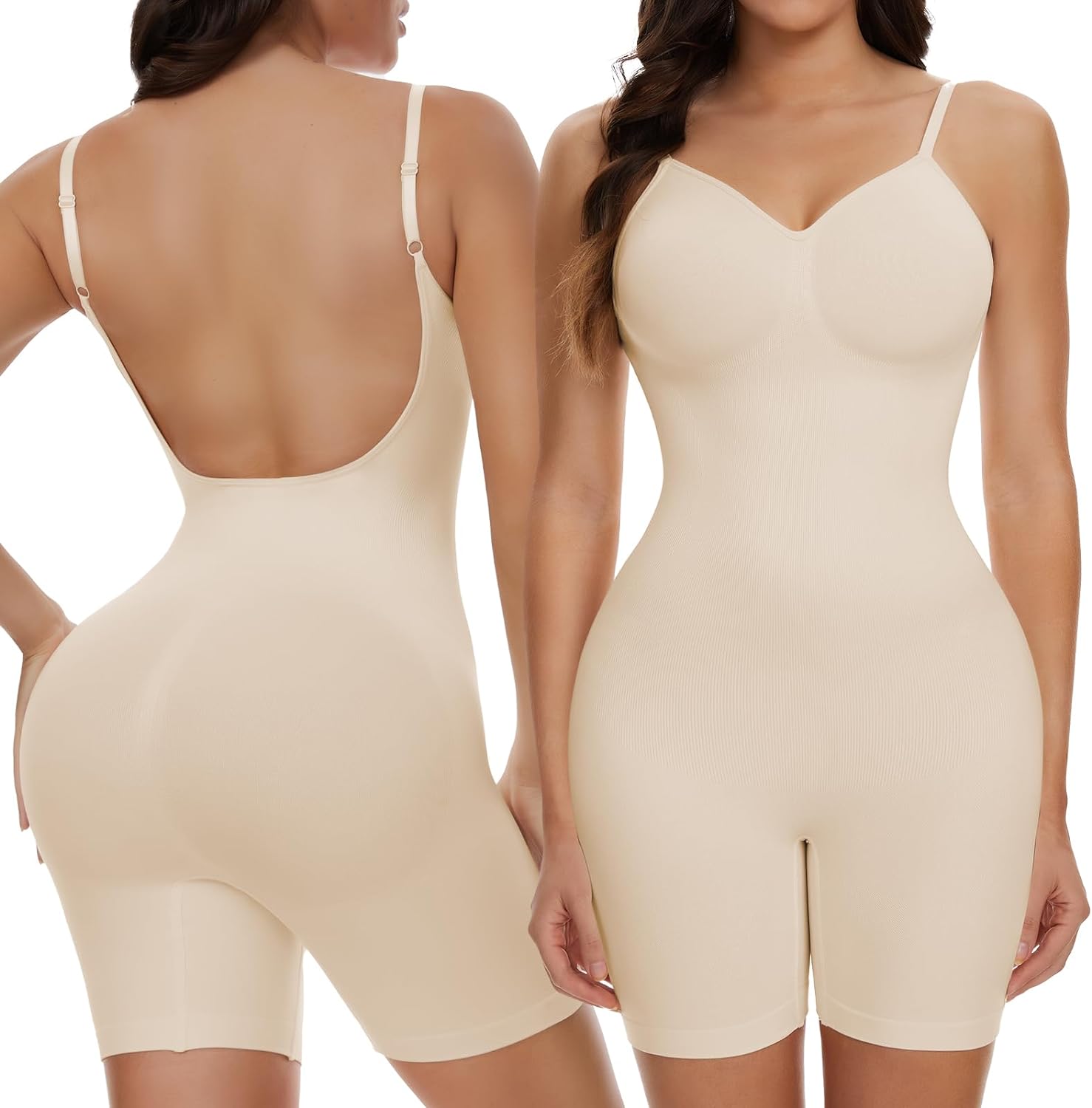Backless Shapewear Bodysuit for  Low Back Tummy Control Butt Lifting Full Body Shaper  Body Suit Womenswear Basic Minimalist