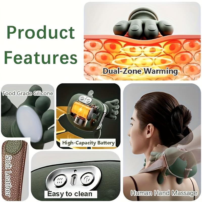 Bionic hand heating massage device, used for deep tissue pain relief, wireless portable electric finger pressure 4D kneading massage, designed to simulate the human hand, suitable for neck/shoulder/hand/leg massage Neckmassager