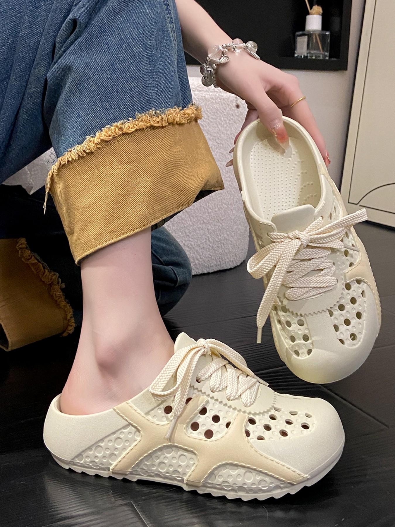 Unique Soft Sandals, Non-Matching Design, Women's Home & Outdoors Slippers, Casual PU Leather Patchwork Eva Sole, Less Than Ankle Height