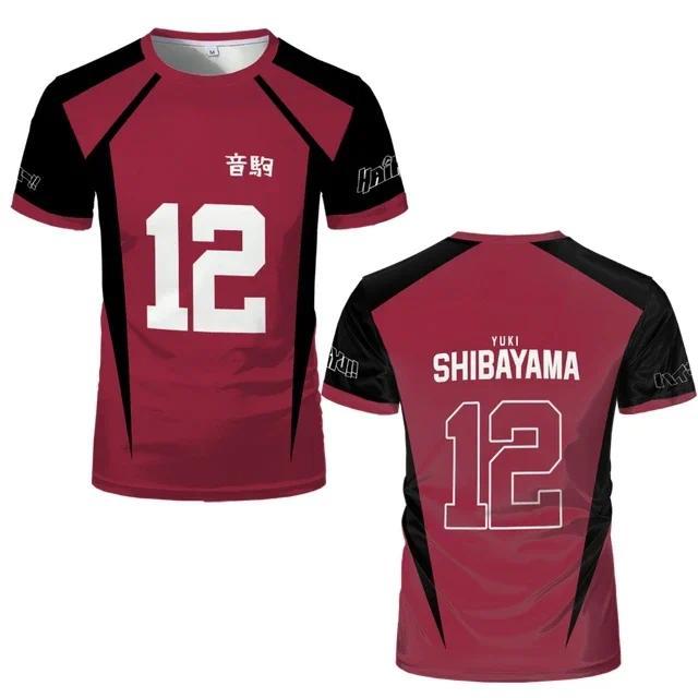 Anime Haikyuu Nekoma Jersey Uniform T-shirt Costume High School Volleyball Club Men Sportswear Tee