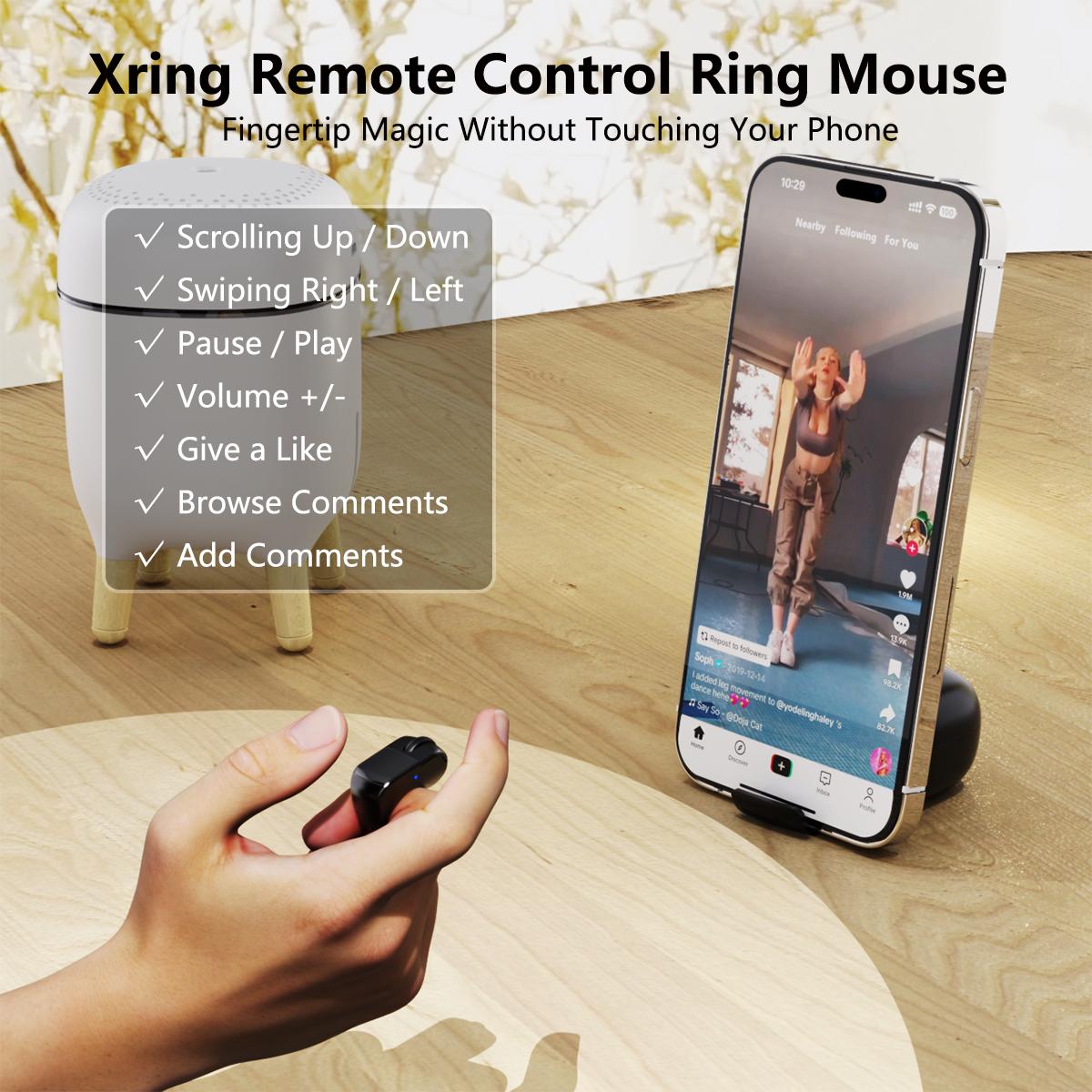 ZOZVO Remote Control Ring Mouse with Touchpad, Bluetooth/2.4G Wireless Scrolling Ring Air Mouse for Short Video, Page Turner for Kindle APP, Selfie and Video Remote For IPhone/IPad/Android/Tablet/Mac/PC/Laptop