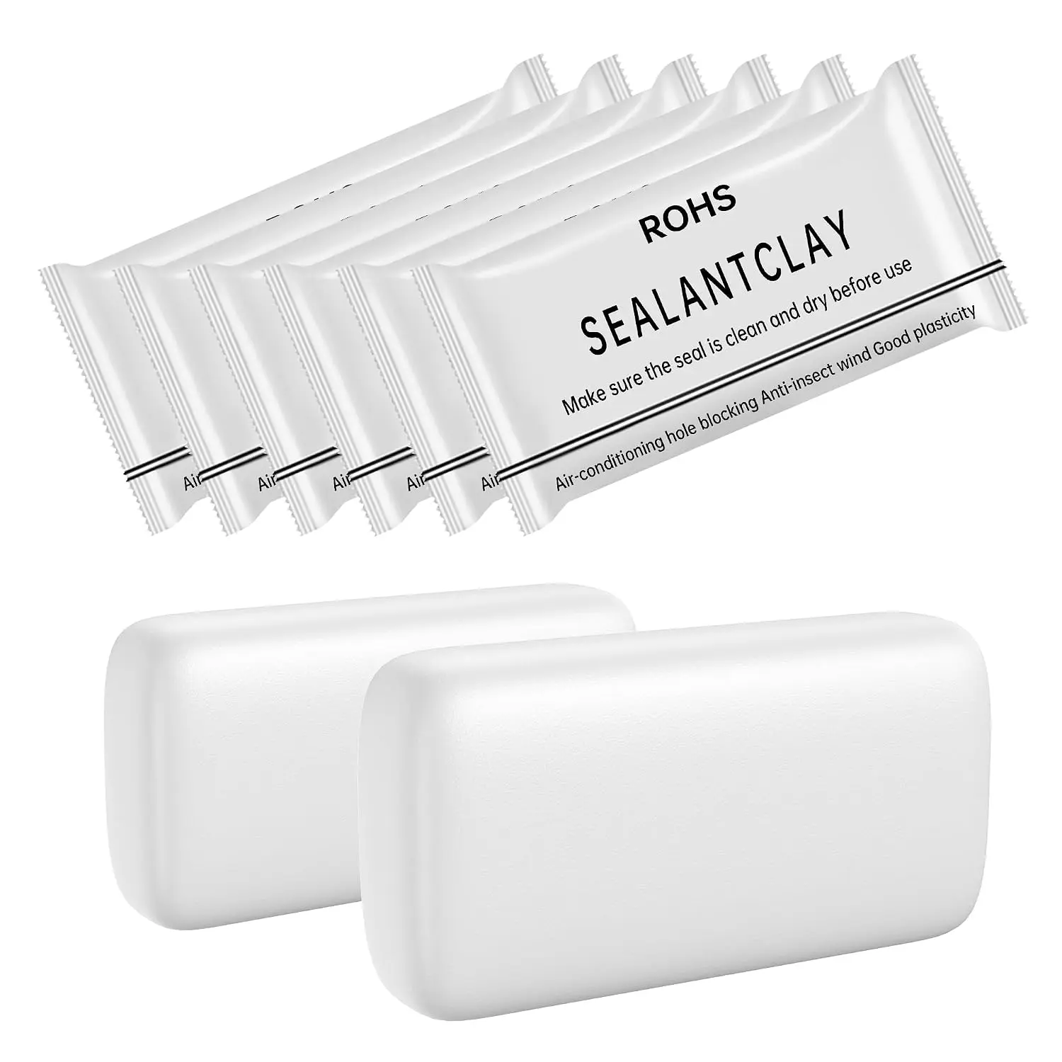 8 Pack White Seal Putty - Grade  Duct Sealant Clay,  Setting Repair Putty for Tight Drain Joints, Wall Cavities, Air Conditioning Pipe Openings & Air Leak Prevention
