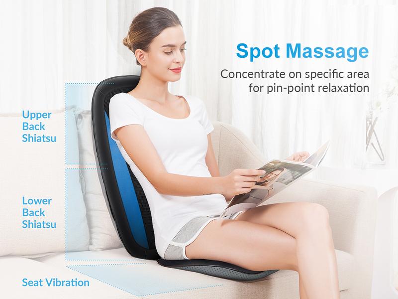 COMFIER Shiatsu Back Massager with Heat -Deep Tissue Kneading Massage Seat Cushion, Massage Chair Pad for Full Back, Electric Body Massager for Home or Office Chair use, Gifts for Men