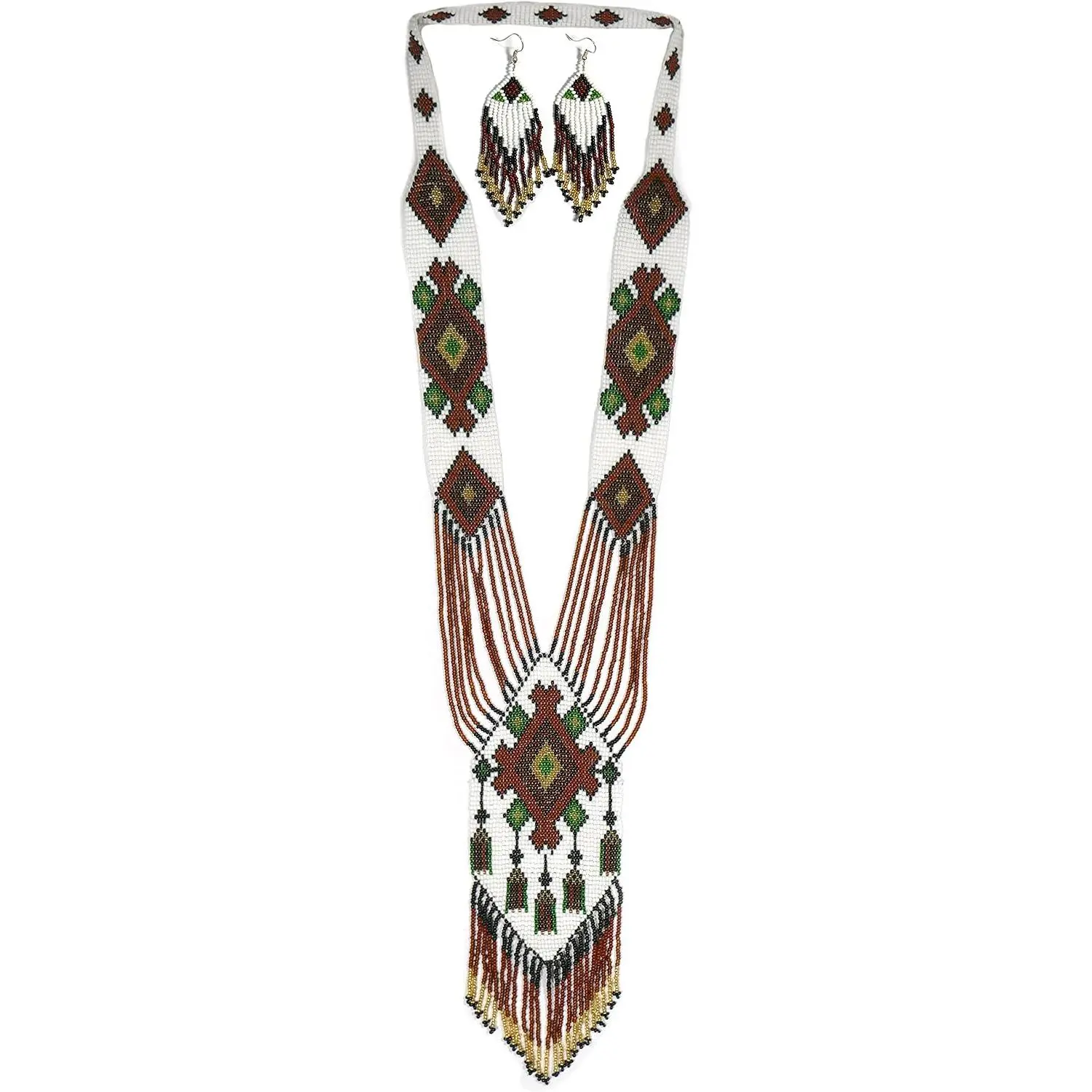 Style Tribal ethnic Seed Bead Beaded Layered Medallion Necklace 4