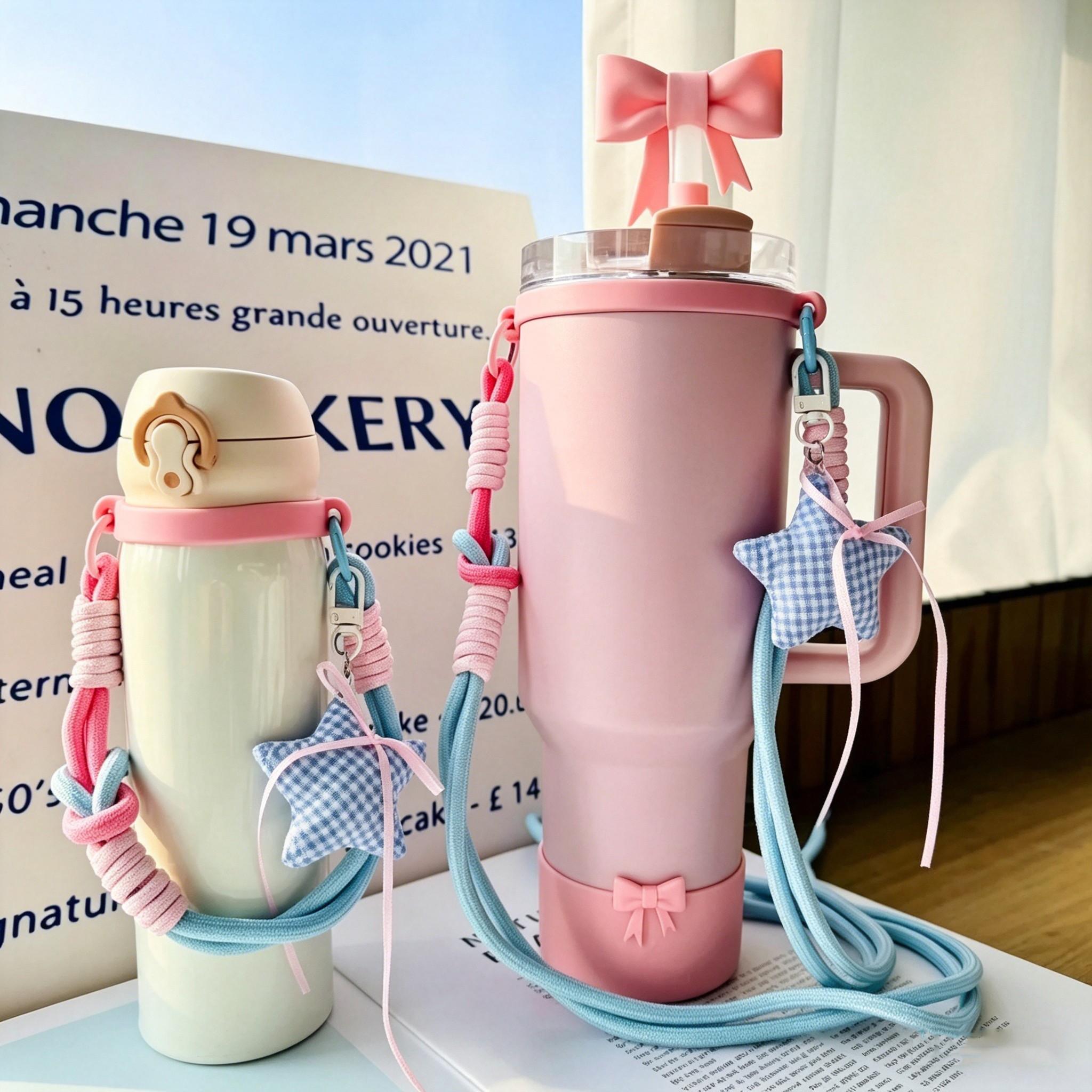 Cute for Girls Universal Tumbler Crossbody Strap, Portable Cup Sling Fits 6-10cm (2.4"-4") Cup Mouth, For Stanley 20/30/40oz Insulated Tumblers, For Owala Water Bottle Carrier for Travel Hiking Camping Daily Commute Must-Have Accessory