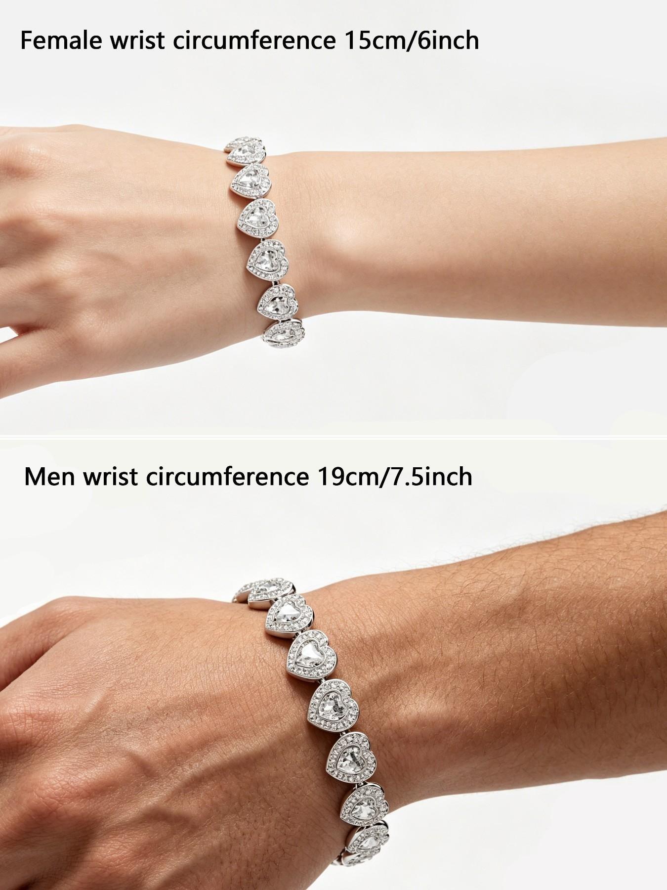 2026 Fashion Jewelry New Arrival Heart Design Bracelet, Exquisite Trendy Bracelet, Sparkling High-Quality Tennis Ball Plated Silver Chain, Luxury Holiday Gift for Women, Heart Bracelets