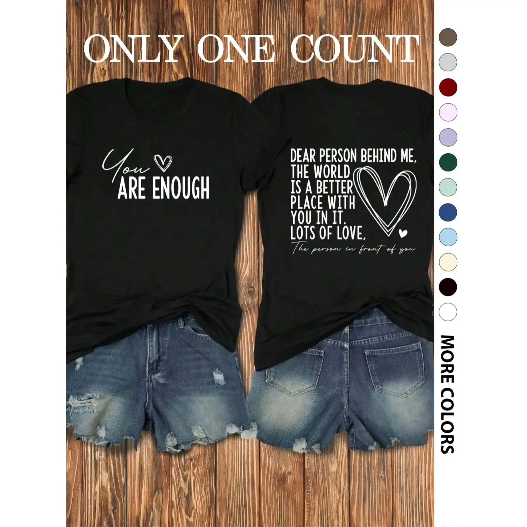 Women's Statement Slogan Graphic Fitted Short Round Neck Tee, Fashion Casual Heart Print Crew Neck T-Shirt for Everyday Holiday Vacation Outdoor Wear, Ladies Clothes for All Seasons, Tops