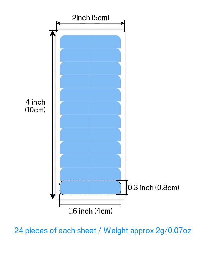 24 Pieces/Sheet Lace Wig Tape Strips Human Hair Lace Double Sided Bonding Clear Adhesive Tape for Lace Wig Toupee Hairpiece