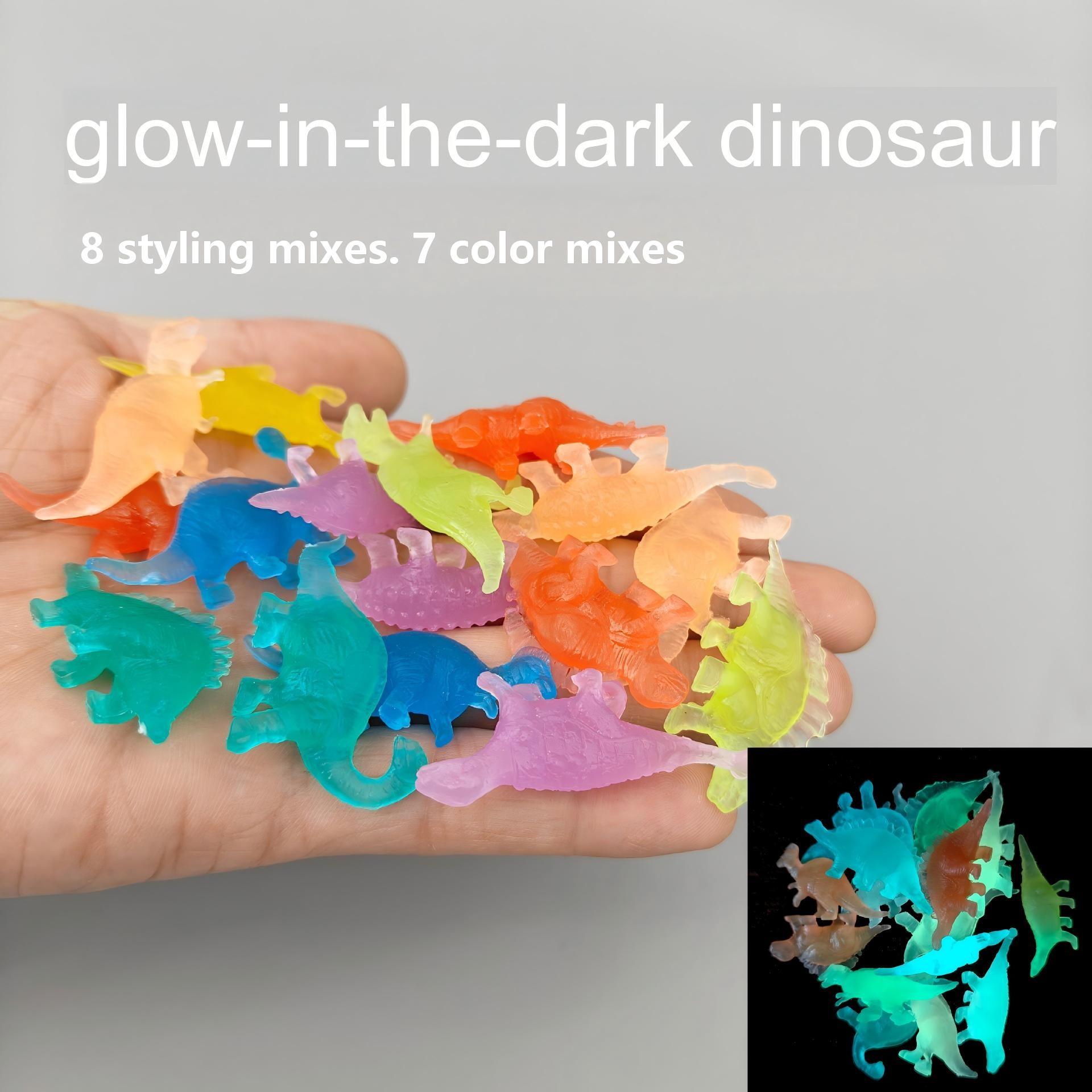 Mini Solid Color Dinosaurs, 25 Glow-In-The-Dark Soft Gel Models, 5cm Realistic Toys, Durable, Washable, Perfect for Classroom, Home, Parties