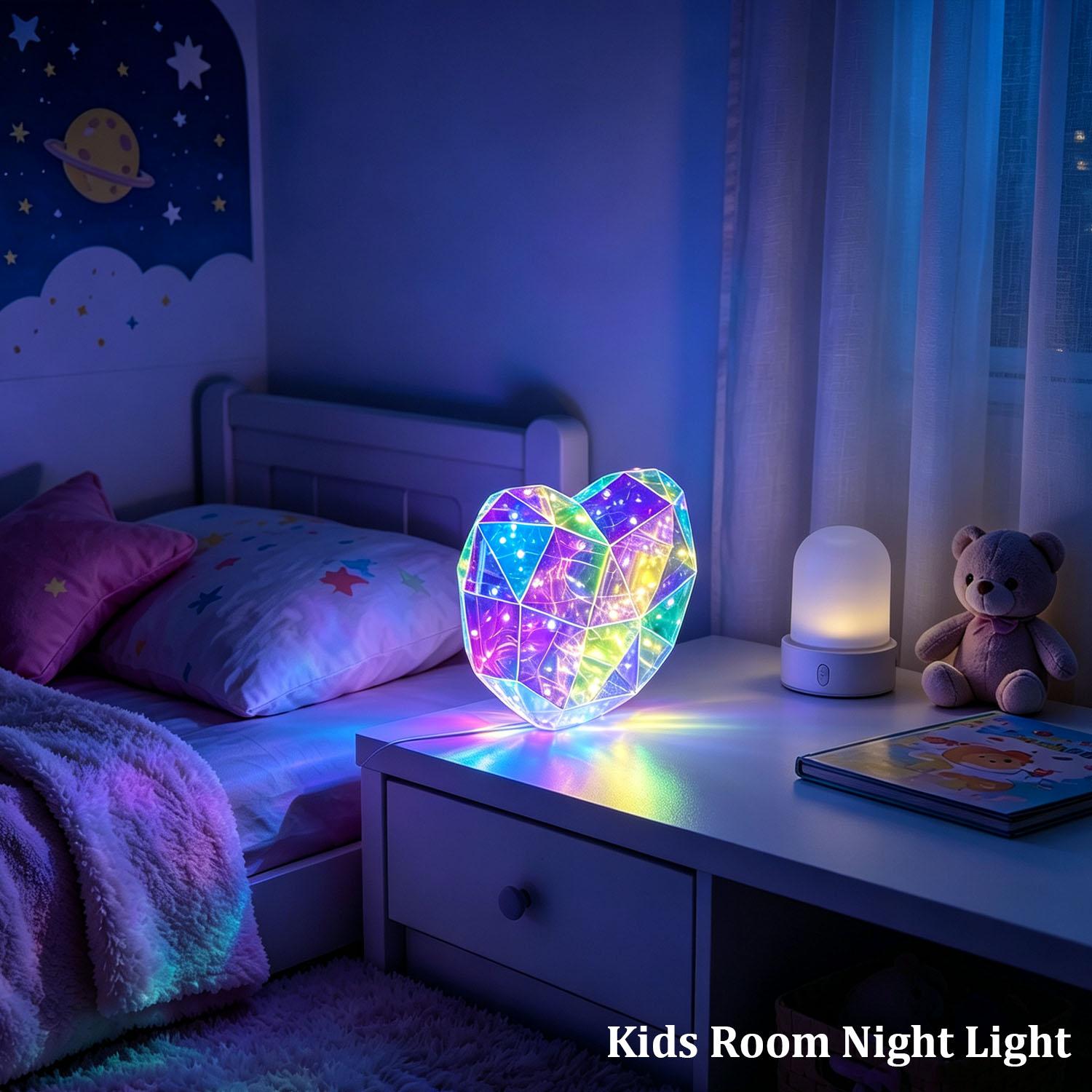 Heart LED Night Light with USB and Aaa Dual Power, Ideal for Bedroom, Game Room, Bar, Café, Perfect Gift for Girlfriend, Lover, Friend