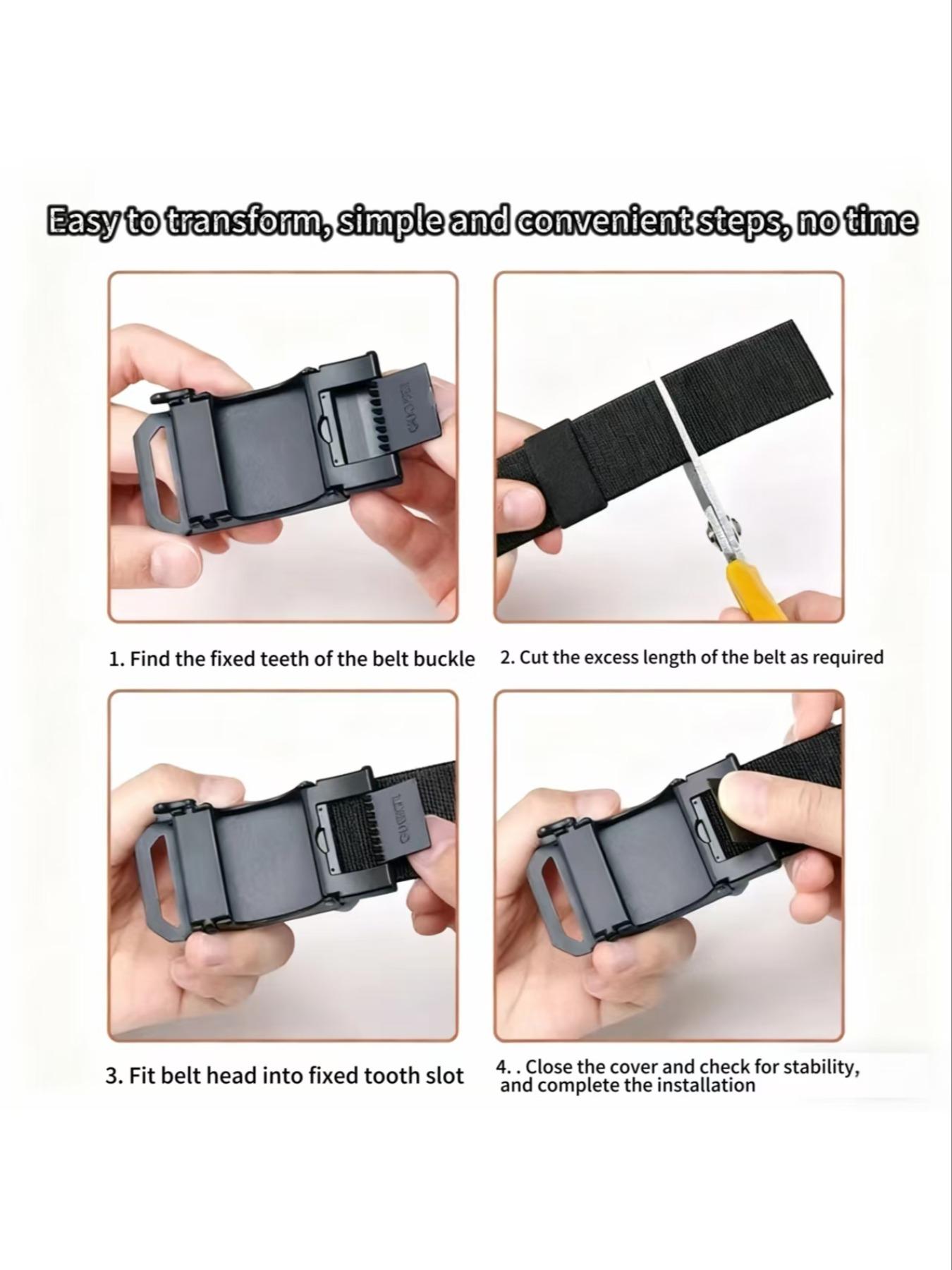 Men's Zipper Nylon Belt with Alloy Buckle, Automatic Stretch Golf Waistband, Outdoor Tactical Hiking Belt, Durable and Comfortable Design