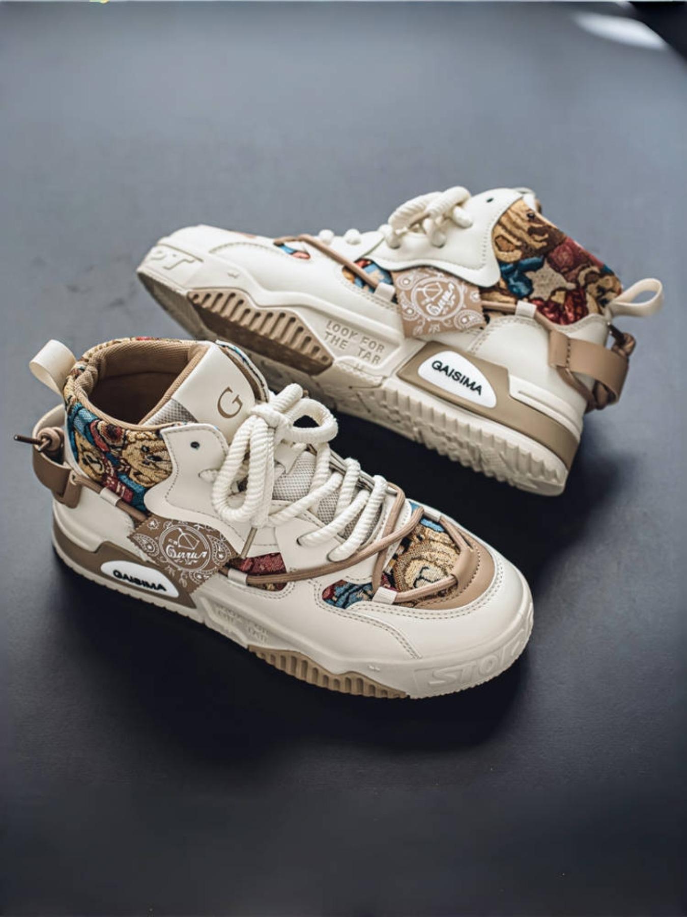 Men's Fashionable Patchwork Design Lace Up Sneakers, Casual Breathable Comfortable Sports Running Shoes, Male All-match Round Toe Shoes for Daily Wear