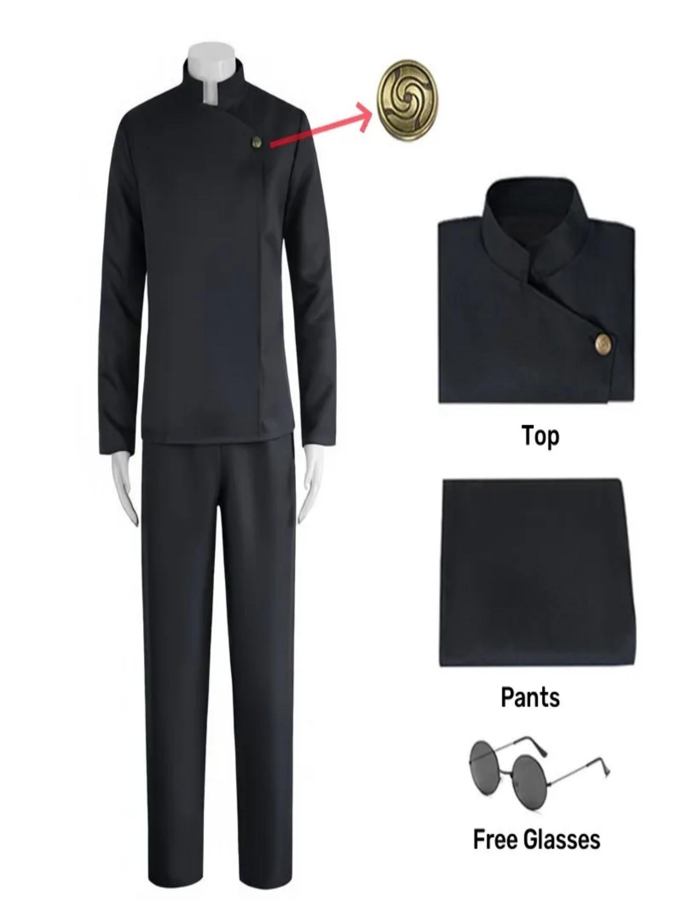 Jujutsu JJK High School Gojo Satoru Cosplay Costume Uniform for Men Women Shirt Pants Wig Halloween Uniform Full Sets