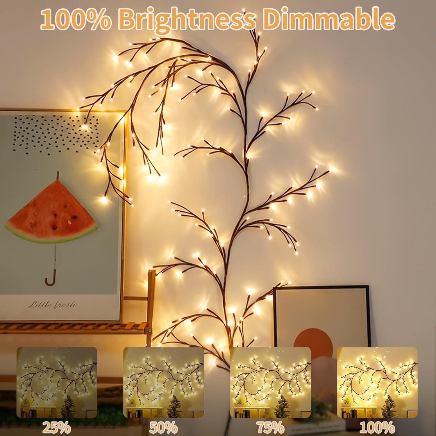 Willow Branches String Lights USB Powered with Remote Control, 8 Modes Warm White Twinkling Tree Lights for Wall Decor, Home Bedroom Living Room, Christmas Valentine Easter Wedding Party DIY Decoration Lamp
