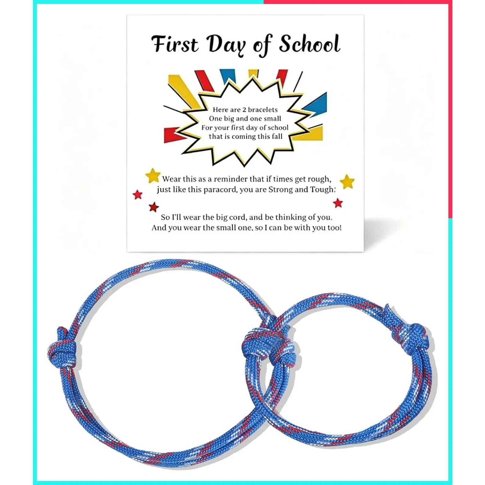 First Day of School Bracelets, Back to School Bracelets Mommy and Me, First Day of Kindergarten Bracelet, Back to School Supplies, Adjustable Nylon Woven Knit Rope Bracelet for Boys Girls Gifts