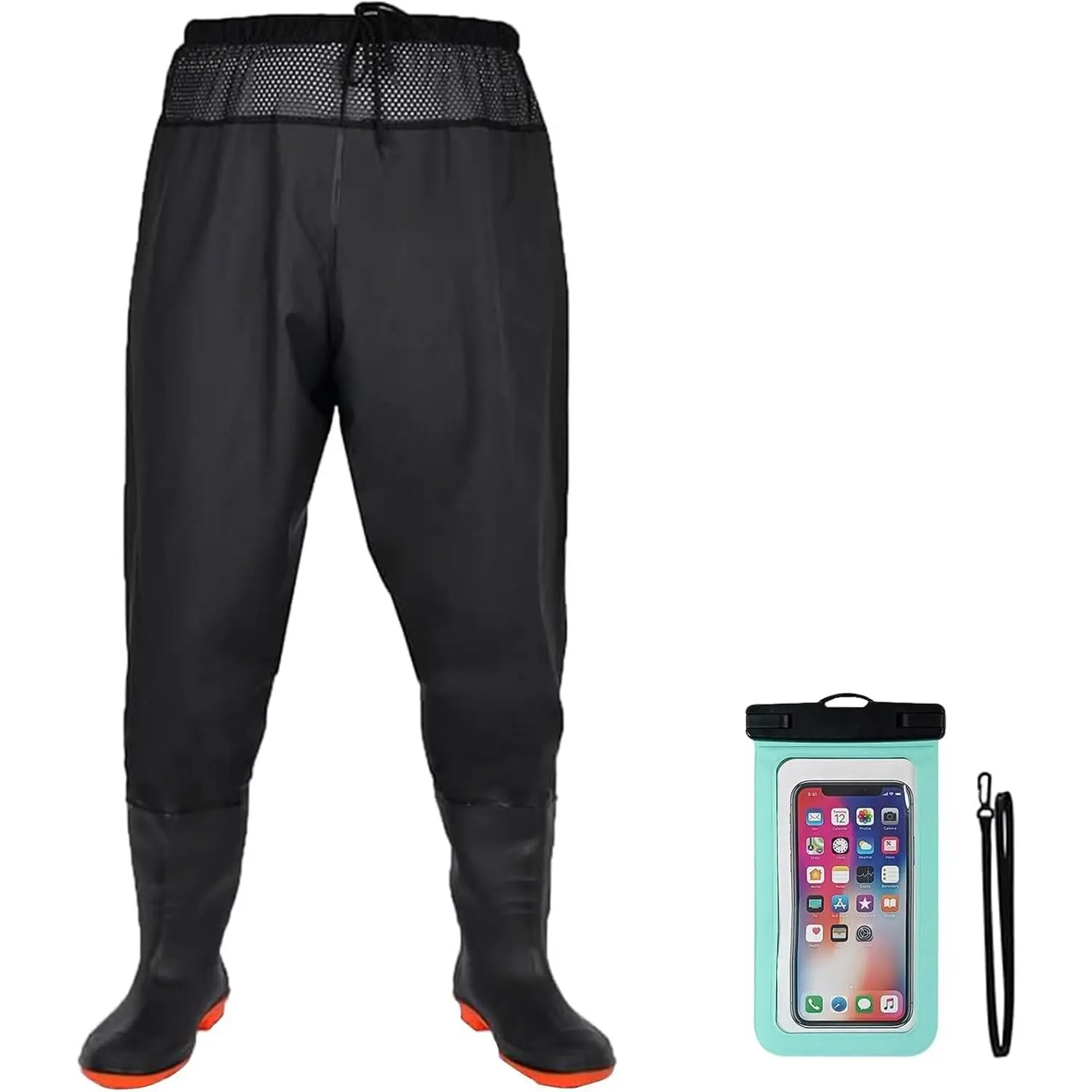 Fishing Waders with Boots, Nylon/PVC Waist Wader Pants Fishing Waders for Men Women, Waterproof Bootfoot Waders