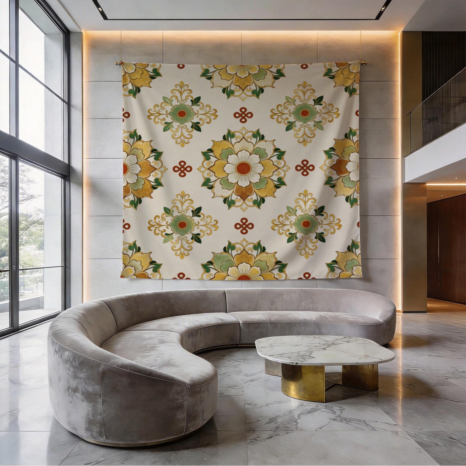 1 Piece Vintage Floral Mandala Tapestry, HD Digital Printed Wall Hanging Tapestries, Aesthetic Boho Tapestry, Easy to Hang for Living Room Bedroom Dorm Home Decor