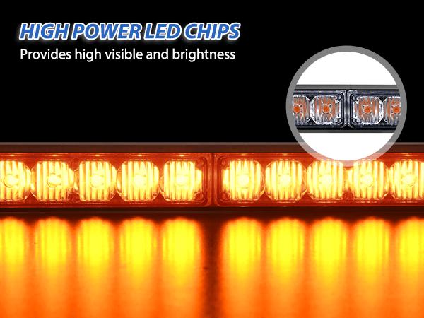 Nilight 24LED High Intensity 12-24V DC Aluminum Tinted 2-in-1 Emergency Strobe Traffic Advisor Light Bar, Amber Dash Warning Safety Flashing Lights for Windshield, Law Enforcement Trucks Cars Plow Vehicles