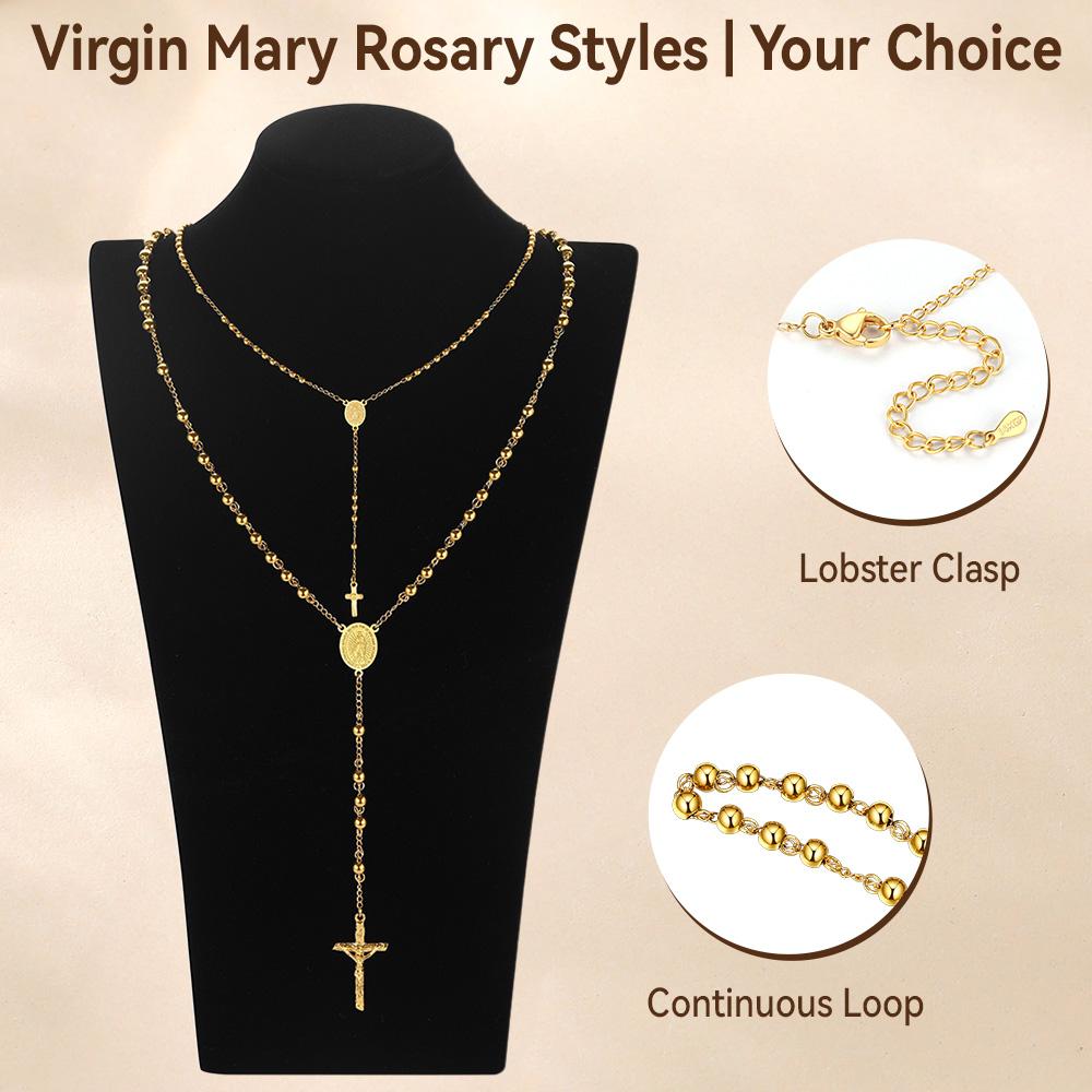 FaithHeart Holy Rosary Y Necklace Prayer Pendant for Women Men, Divine Protection Gift for Her Him Christmas Gift, Bible Box