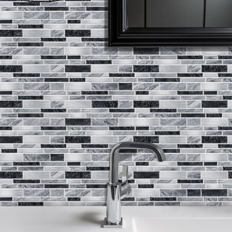 FLOLEOPA 48-Piece Peel-and-Stick Wall Decals Kitchen & Bathroom Splashback Protection Waterproof, Oil-Resistant, Heat-Resistant Ideal for Dining Rooms, Schools, and Office Wall Decor Marble Pattern Stickers, Tile Decals, Wall Panels