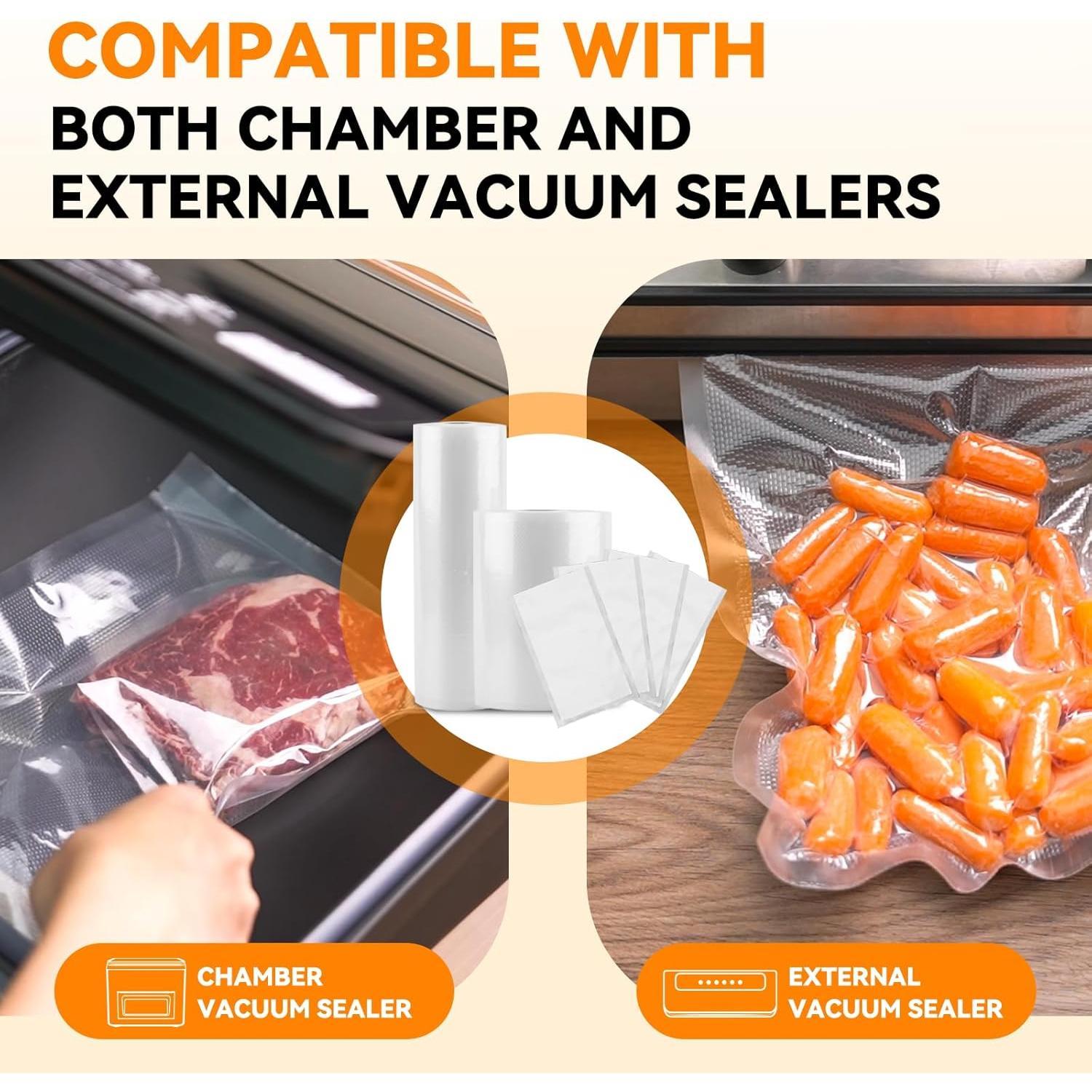 [2024 ] 8" x 50' 3 Rolls, Vacuum Sealer Rolls Bags for ,  for  Storage, Sous Vide and Meal Prep,  Lite