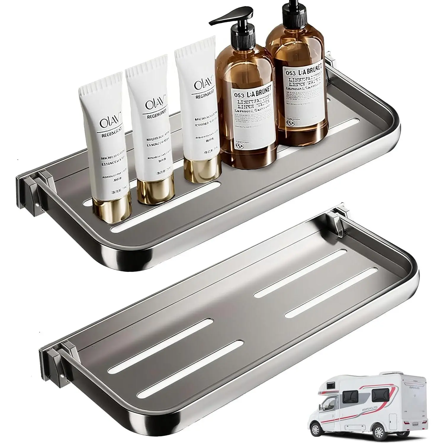 2 count  RV Folding Shelf,12 inch Foldable Wall Shelf,for RV, Bathroom,Camper,Kitchen, 90°Storage  .