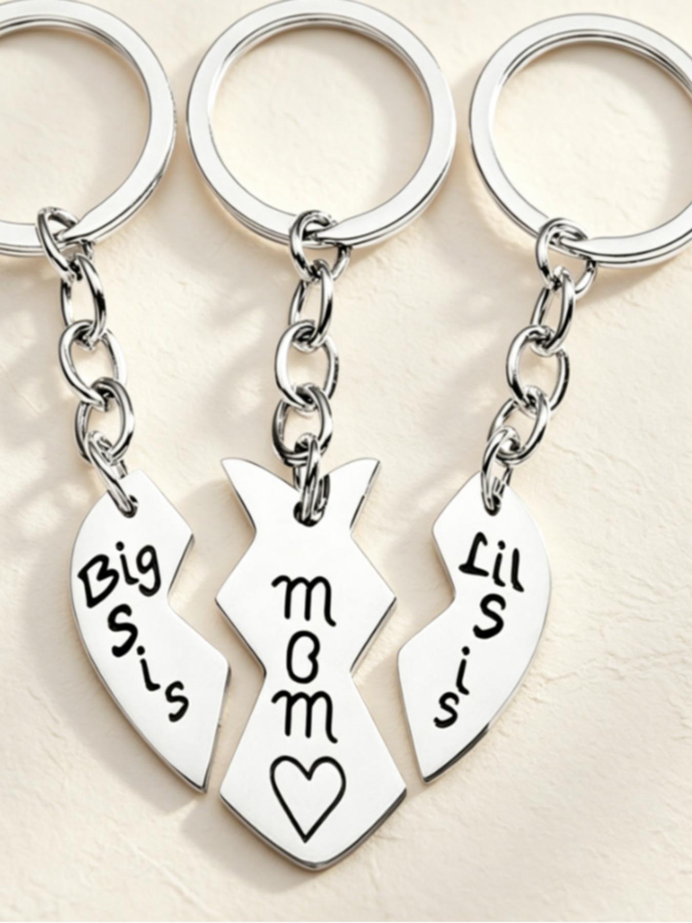 3 Pcs Stainless Steel Mother-Daughter Keychains, Heart Pendant Charm, Durable and Fashionable Accessory for Women, Ideal for Family Use