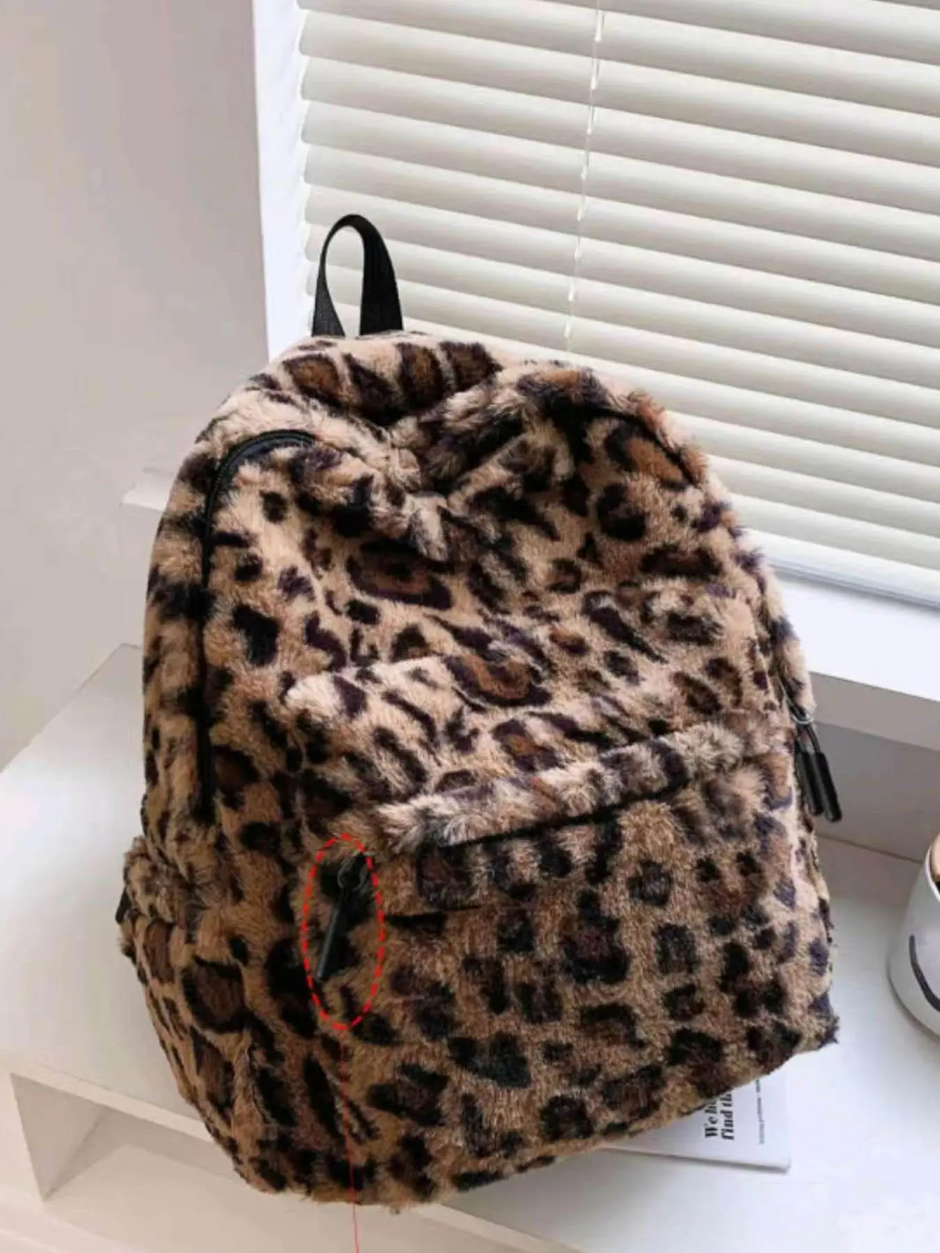 Leopard Print Fuzzy Plush Backpack for Women, Soft Furry Casual Daypack, Lightweight Fashion Bookbag, Winter Travel School Backpack, Christmas & Black Friday Gift for Girls