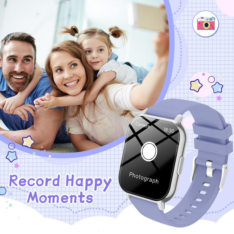 SIMSONLAB Low Power Smart Watch, Fitness Tracker Watch for Kids, Water Reminder, Sitting Reminder, Wireless Calls, Message Alerts, Clock, Weather Display, Music Control, Multi-Functional New Year Gift Suitable For All Ages