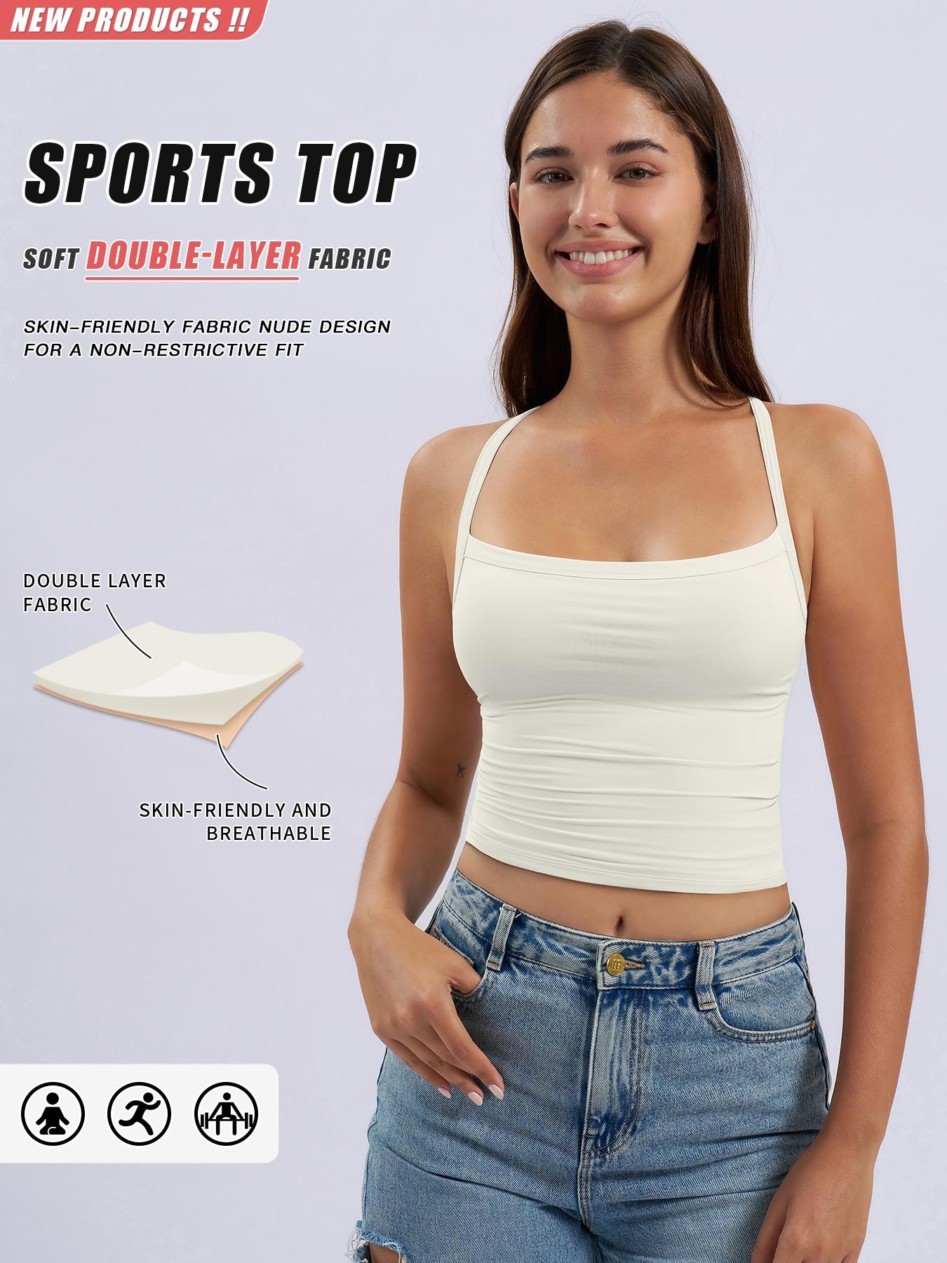 Women's Sporty Tight-Fit Yoga Vest, Quick-Dry Fitness Top, All-Seasons Wearable Running Tank, Versatile Gym Activewear, Sporty Cami Top