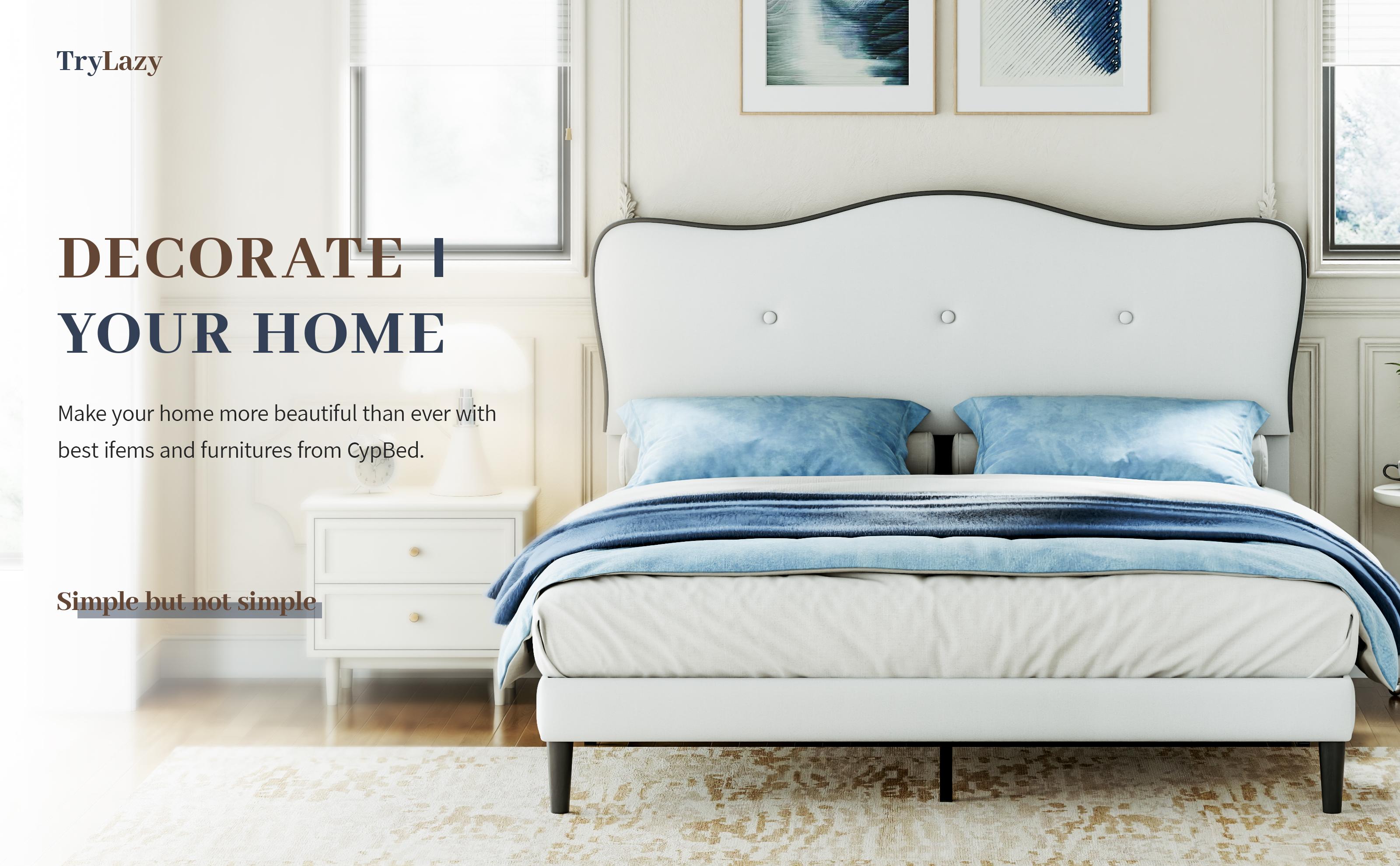 TryLazy Princess Pink Velvet Bed Frame - Modern Upholstered Platform Bed with Adjustable Cloud Headboard, Sleek Design, Noise Free, Queen/Full/Twin