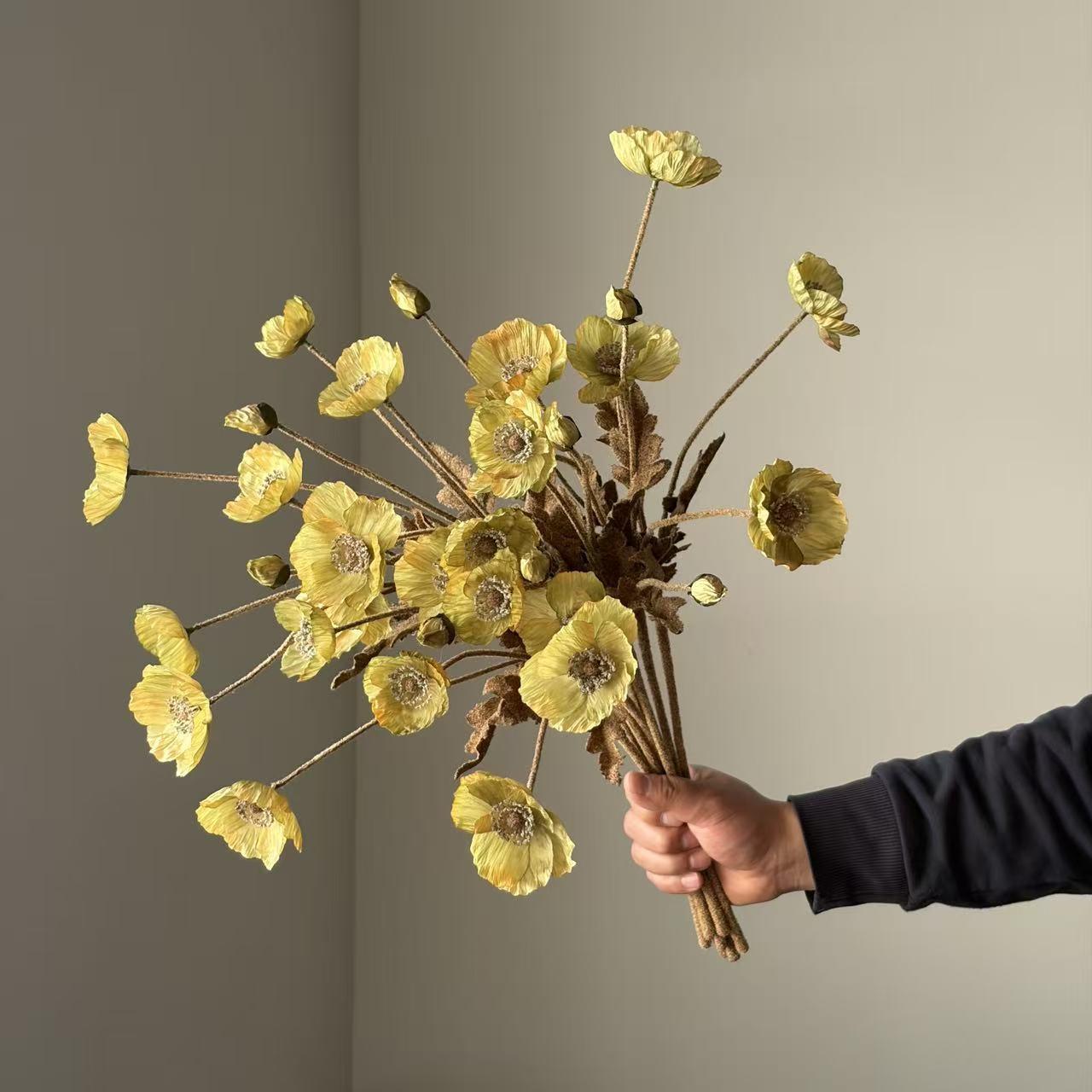 High-Quality Autumn Color Poppies Simulation Flowers, Soft Decoration Pairing, Factory Direct Quality, Perfect for Home Decor