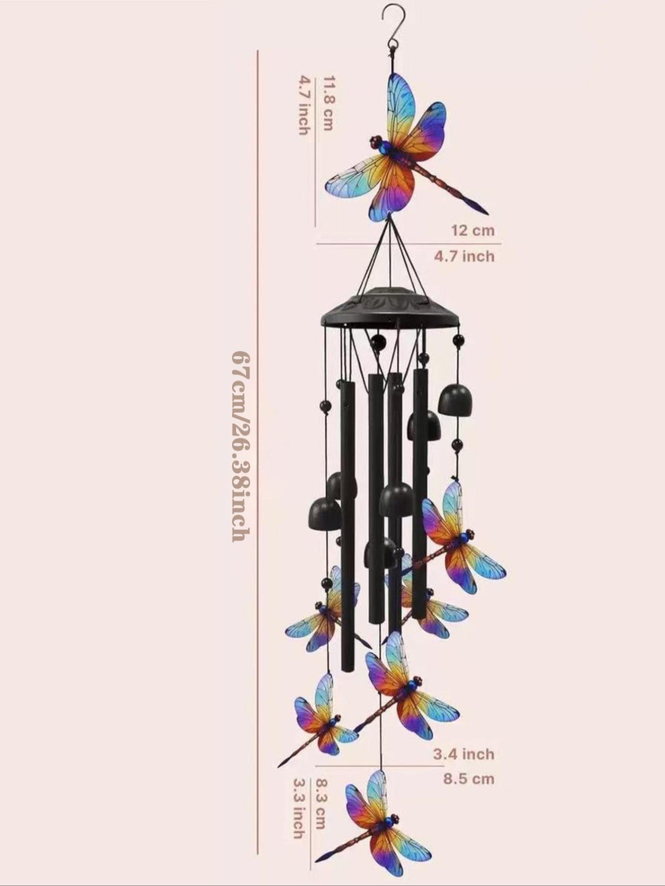 36-Inch Outdoor Hummingbird Wind Chime, Metal Garden Pavilion Decoration, Durable, Gift for Men Women, with Greeting Card