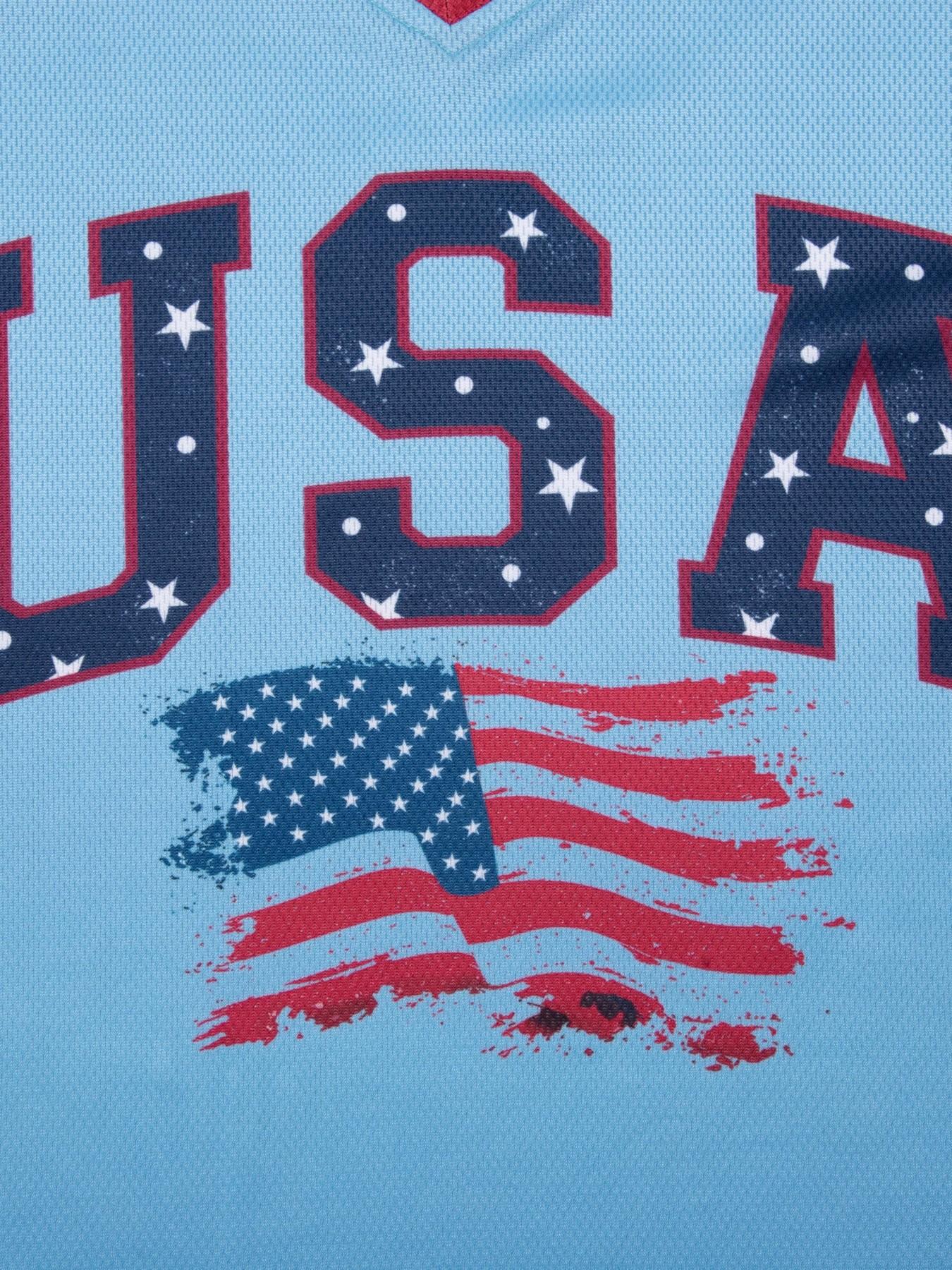 Women USA American Flag Striped Graphic V Neck Sleeves Lightweight Jersey Loose Fitting Irregular Hem T Shirt Y2K Independence Day Casual Summer Top