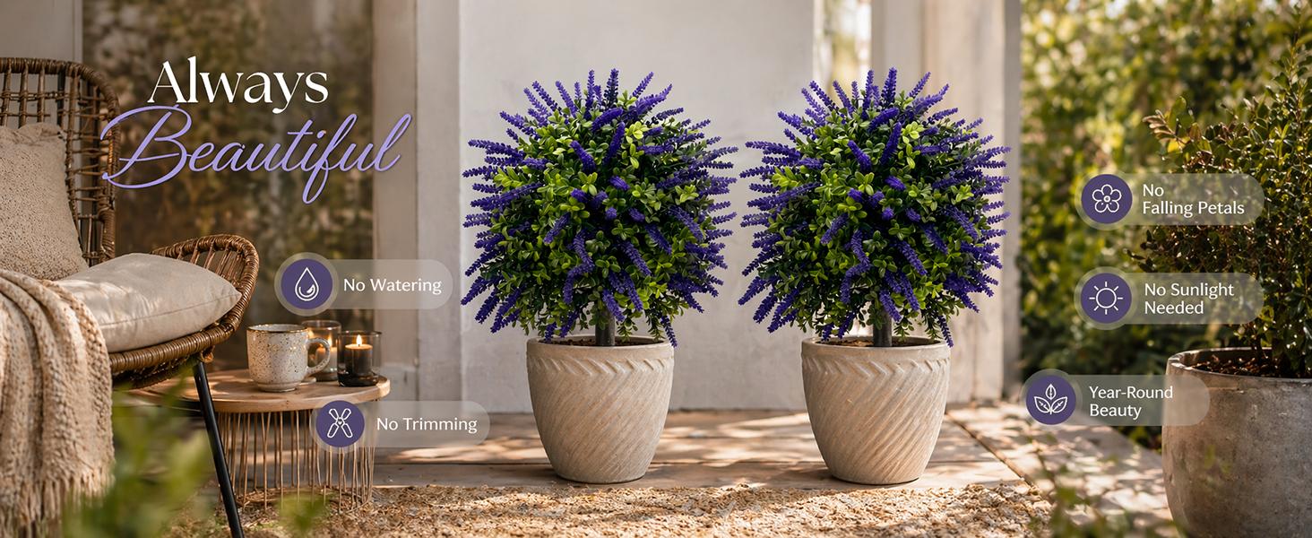 Artificial Topiary and Boxwood Topiary Set of 2 - 23.6" H x 17.7" W UV Resistant Faux Greenery Balls with 7.8" Ground Stakes, Planter Insert Urn Filler for Front Door, Porch, Entryway