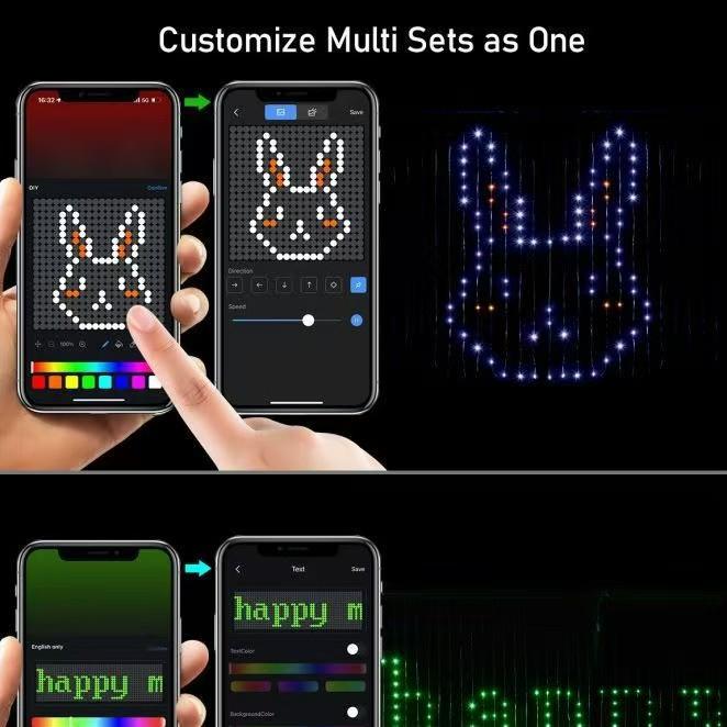 Smart LED Curtain Lights with 400 LEDs, 10x10ft Large & App/Remote Control, USB Powered for Bedroom, Christmas Party, Wedding, Outdoor, Wall, Jellyfish & Lava Lamp Style Decoration