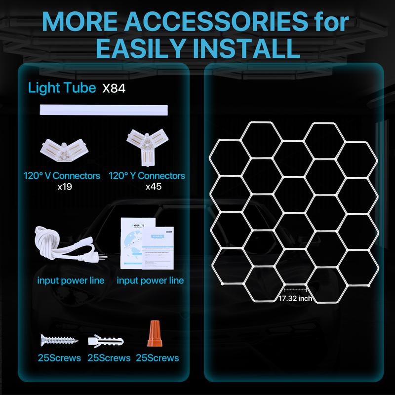 HYPERLITE DIY Hexagonal Ceiling Light, Honeycomb Ceiling Light,Ultra Bright 3960 Lumens-54780 Lumens Honeycomb Lights,(Dimmable) Hexagonal Garage Lights for Shops Supermarkets Shopping Malls Car Shows Basements Gymnasiums, Jumpstart newyear HYPERLITE DIY Hexagonal Ceiling Light, Honeycomb Ceiling Light,Ultra Bright 3960 Lumens-54780 Lumens Honeycomb Lights,(Dimmable) Hexagonal Garage Lights for Shops Supermarkets Shopping Malls Car Shows Basements Gymnasiums, Jumpstart newyear