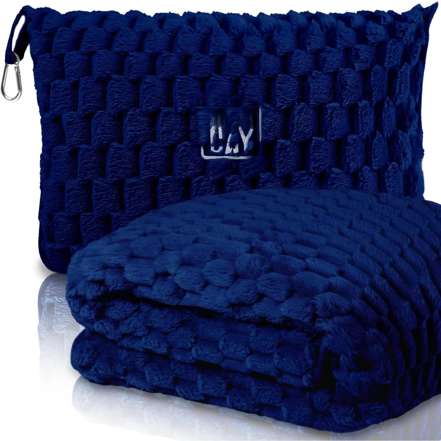 Packable Travel Blanket for Airplane,  - Compact Office Blanket - Portable Pillow for Adults,  with Case, Luggage Sleeve, Backpack Clip