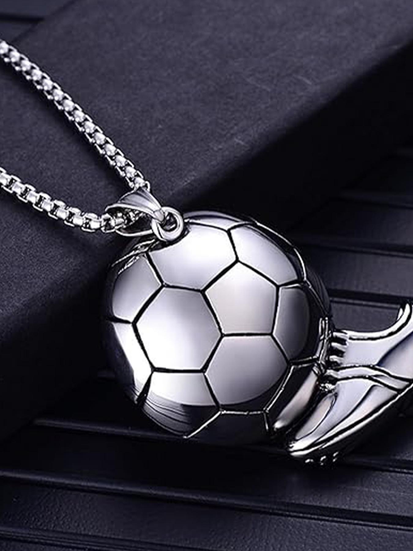 Spiritrain Soccer Ball Pendant Necklace, Stainless Steel Dainty Charm, 3D Soccer Sneaker Jewelry, Sports Lover Gift, Hip Hop Fashion