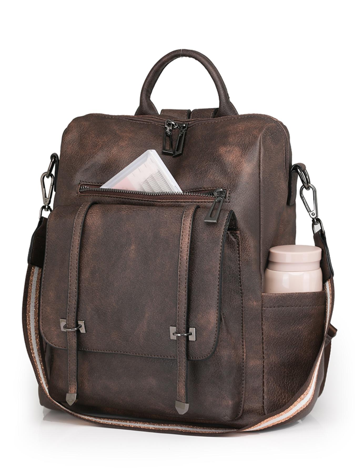 Women's Vintage Soft Leather Backpack, Multi-Functional Commuter Bag, Large Capacity Anti-Theft Handbag, Urban Fashion Accessory