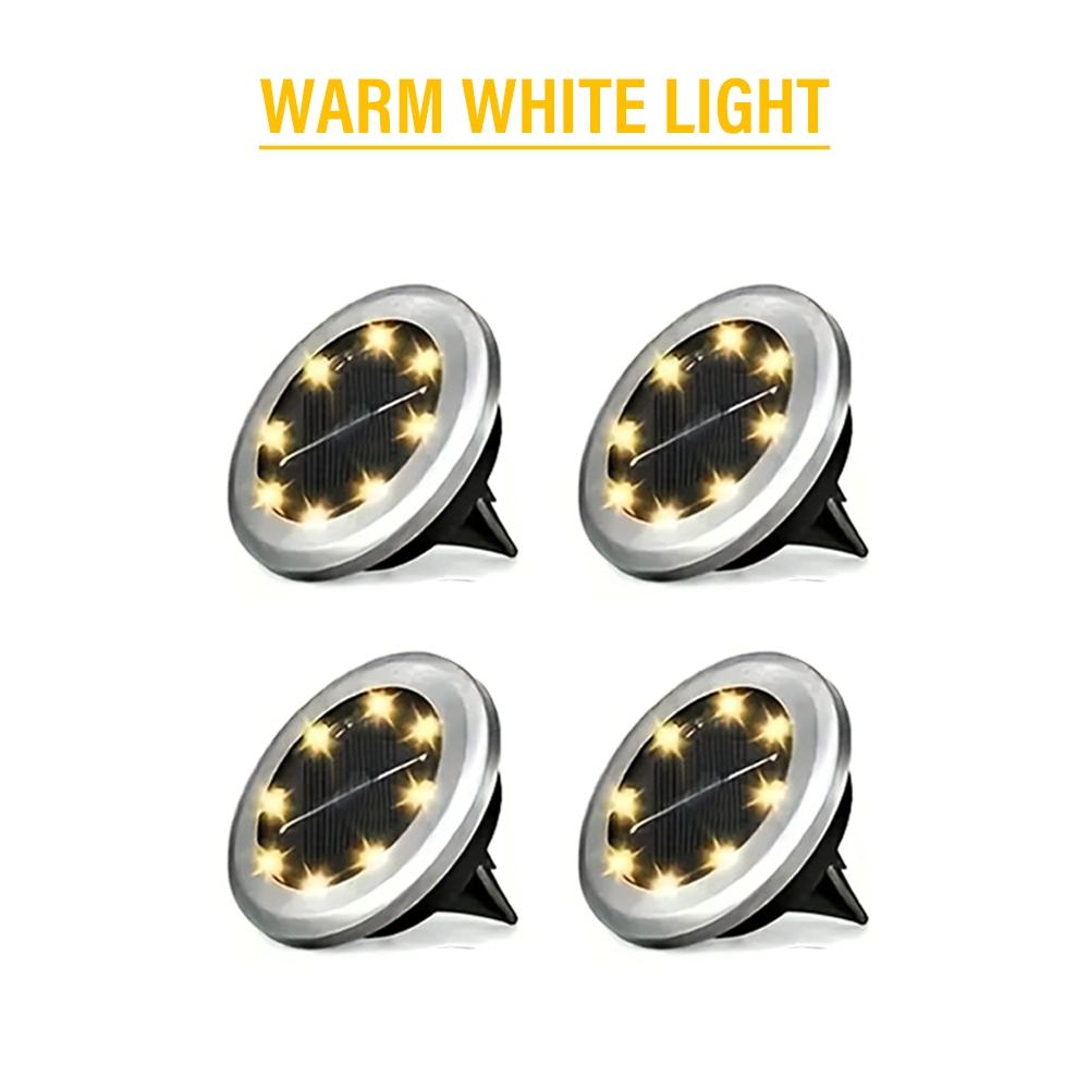 4/8/12-pack Solar 8LED Ground Lights - Solar outdoor step lights, IP65 path lights, garden lights, Outdoor Waterproof Lights, for steps, paths, lawns, and landscape lighting outdoors - Warm white/cool white options available
