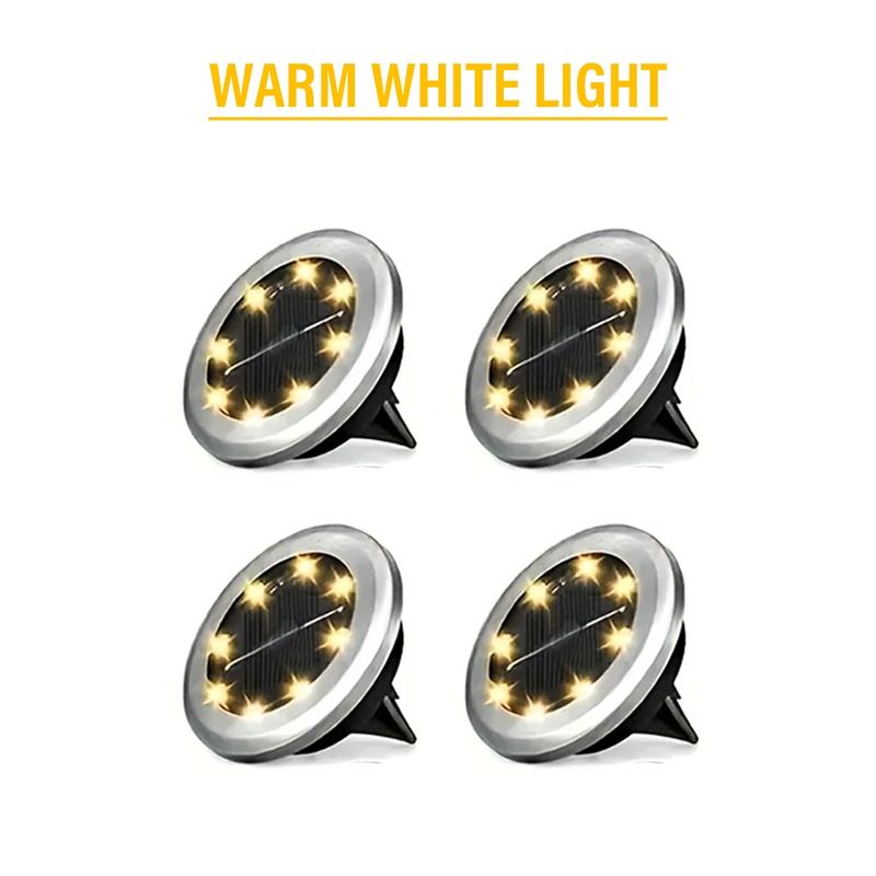 4/8/12-pack Solar 8LED Ground Lights - Solar outdoor step lights, IP65 path lights, Solar garden lights, for steps, paths, lawns, and decorative landscape lighting outdoors - Warm white/cool white color temperature options available