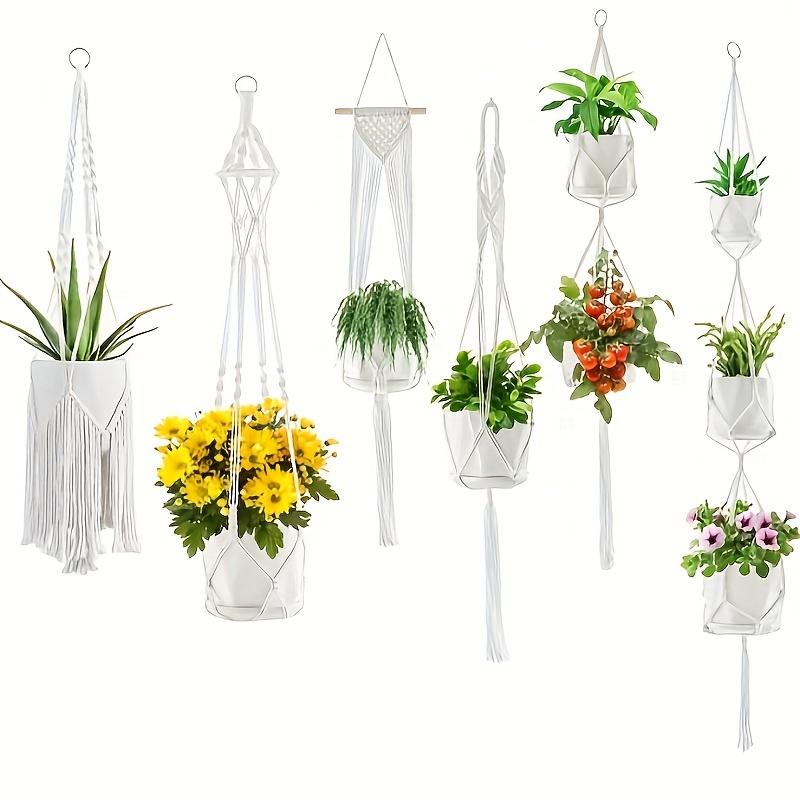 6-Pack Handmade Woven Plant Pot Hangers, Indoor And Outdoor Flower Pot Hanging Baskets, Handmade Woven Plant Hanging Stands, Suitable For Bohemian Home, Patio, And Garden Decoration (Plants And Flower Pots Not Included)