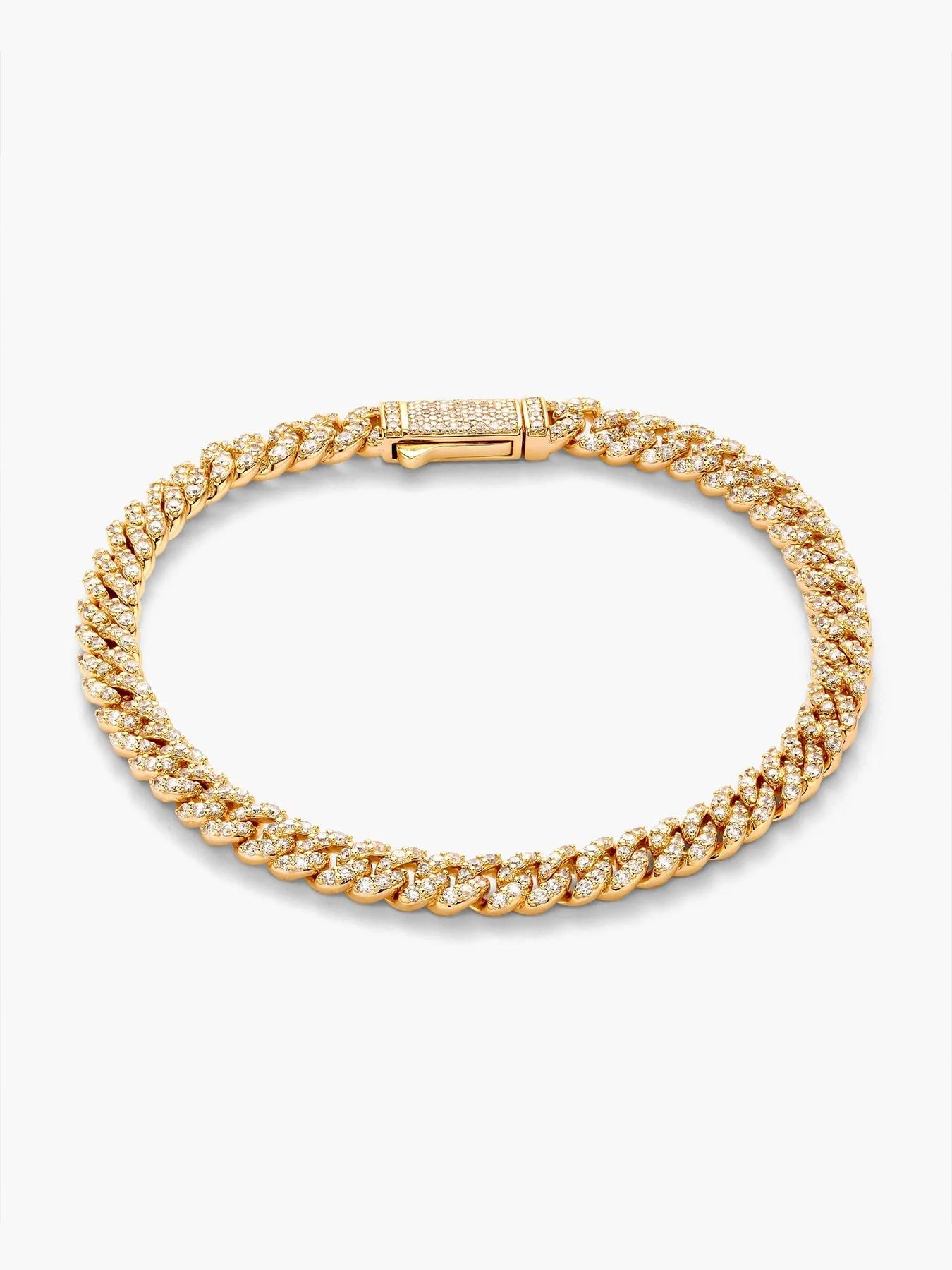 ICED CHICS 5mm Miami Cuban Link Bracelet, full of zircon hip-hop accessories, suitable for both men and women, suitable for daily wear, street casual style, a beautiful gift