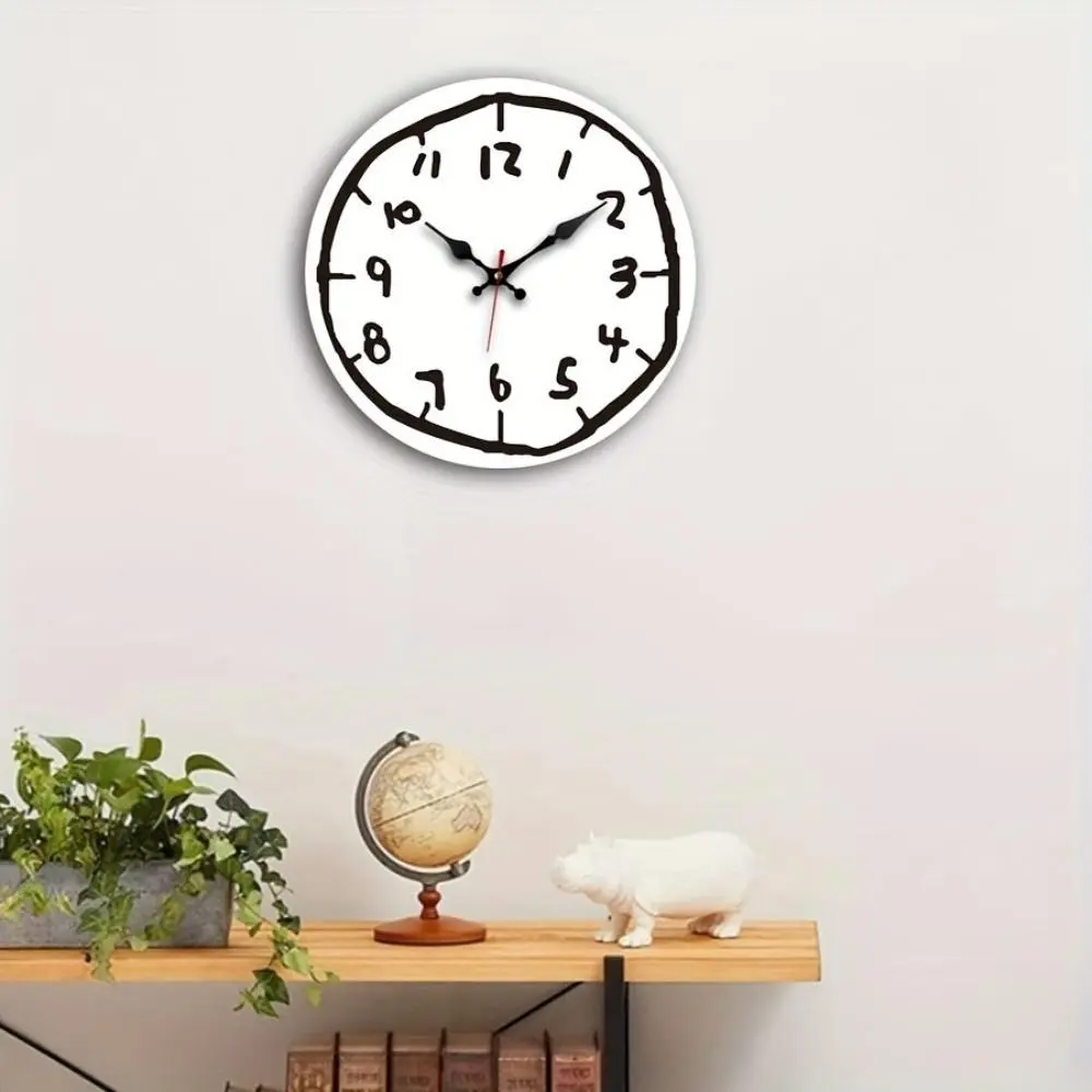 [Elegant Style] Elegant Modern Minimalist Wall Clock with Artistic Number Design, Silent Non‑Ticking Decorative Wall Clock, Battery Operated by AA Batteries, Wall Decor for Living Room Bedroom Home Office