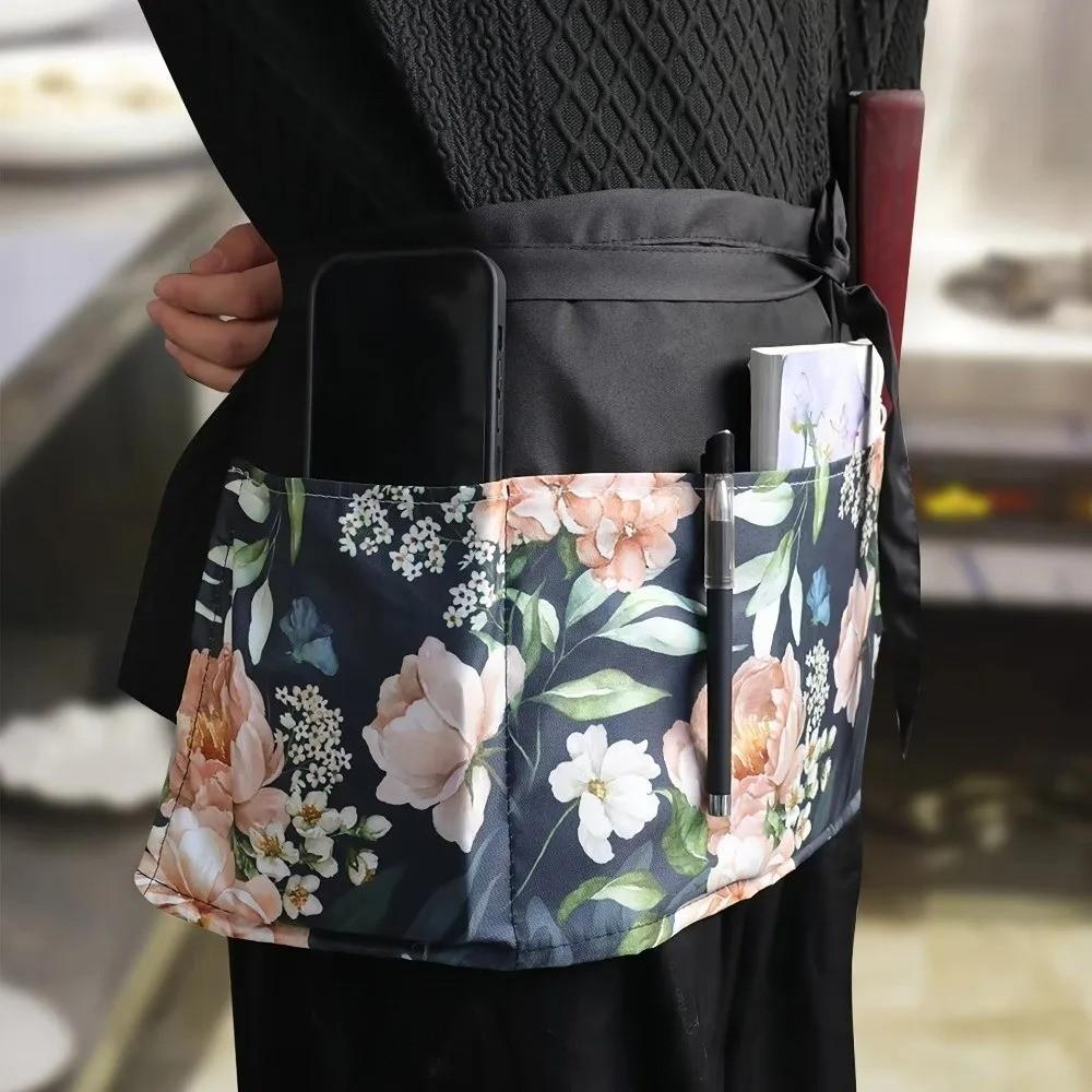Waterproof Bartender Cotton Apron, Kitchen Bar Bistro Logo, Short Waiter Waist Half Apron, Chef Length, Ideal for Cleaning