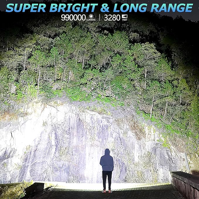 2-piece rechargeable zoom ultra bright flashlight, suitable for emergency power outages, outdoor camping, hurricanes Rechargeable LED battery powered, with 6 lighting modes and COB side lights Strong light, red and blue flashing flashlight