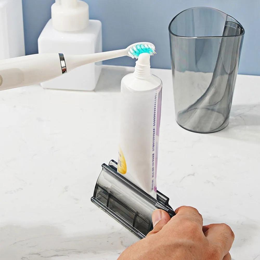 Portable Toothpaste Squeezer and Organizer, Easy-Clean Removable Holder, Effortless Rolling Toothpaste Saver, Multi-Size Fits Any Tube, No Installation Travel & Home Bathroom Upgrade Kit