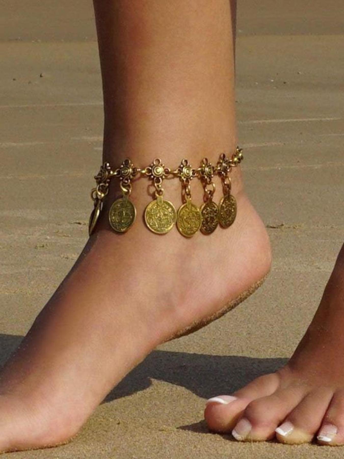 Boho Coin Tassel Anklet, Vintage Gypsy Style Foot Chain, Tribal Ethnic Design, Perfect for Weddings, Birthdays, Christmas, Beach Parties, Summer Jewelry, Wearable Jewelry